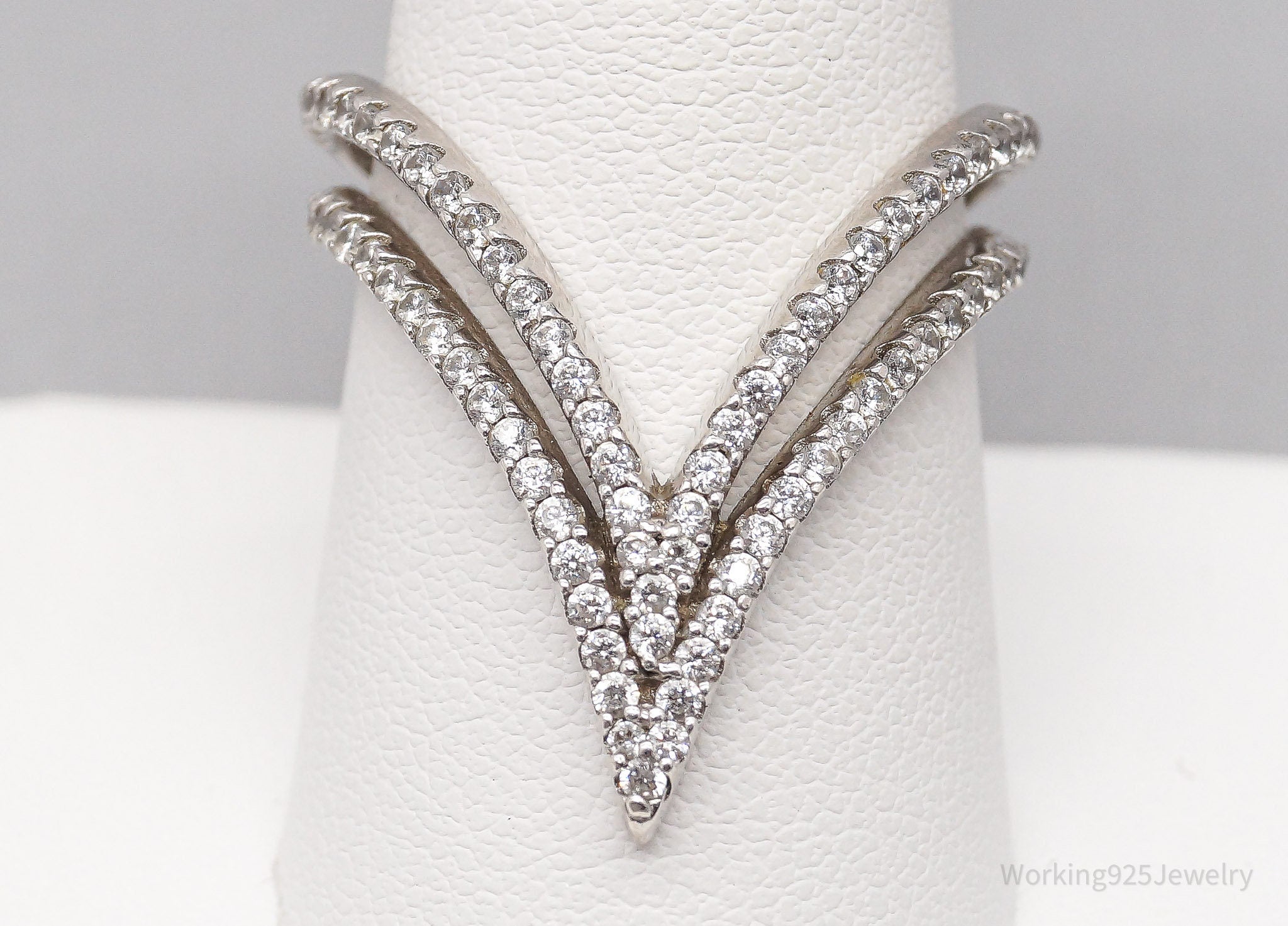 Vintage ATI Cubic Zirconia Sterling Silver Ring - Size 8.5