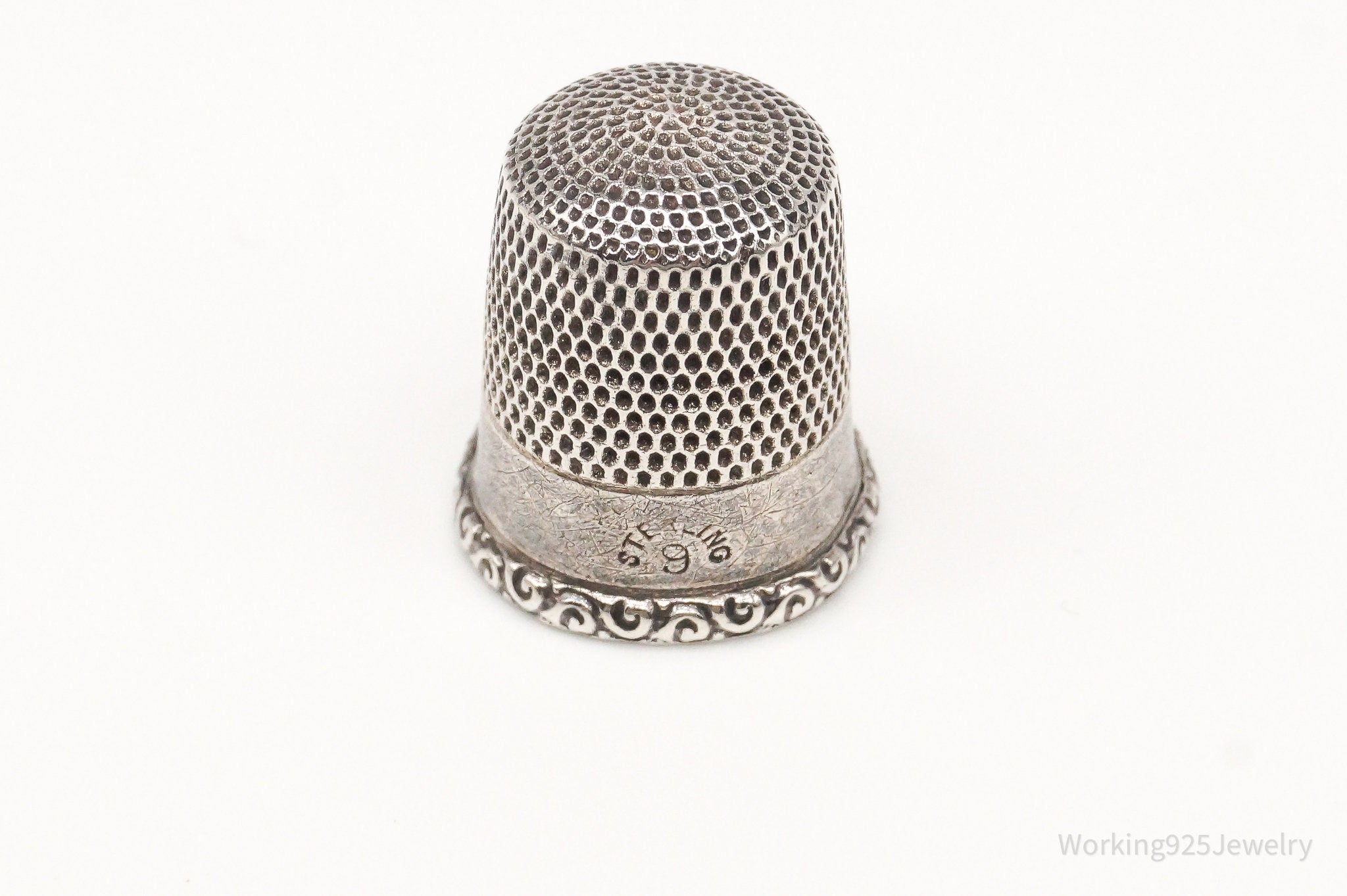 1800s Antique Simons Bros & Co Dome Sterling Silver Thimble Size 9