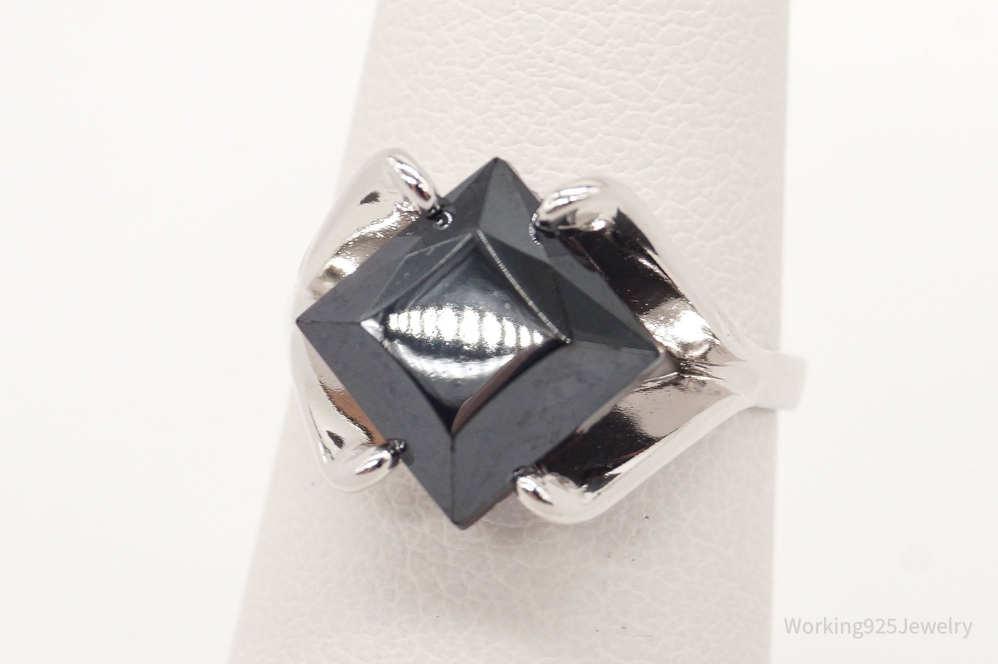 Vintage Espo Hematite Sterling Silver Ring - Size 4.75