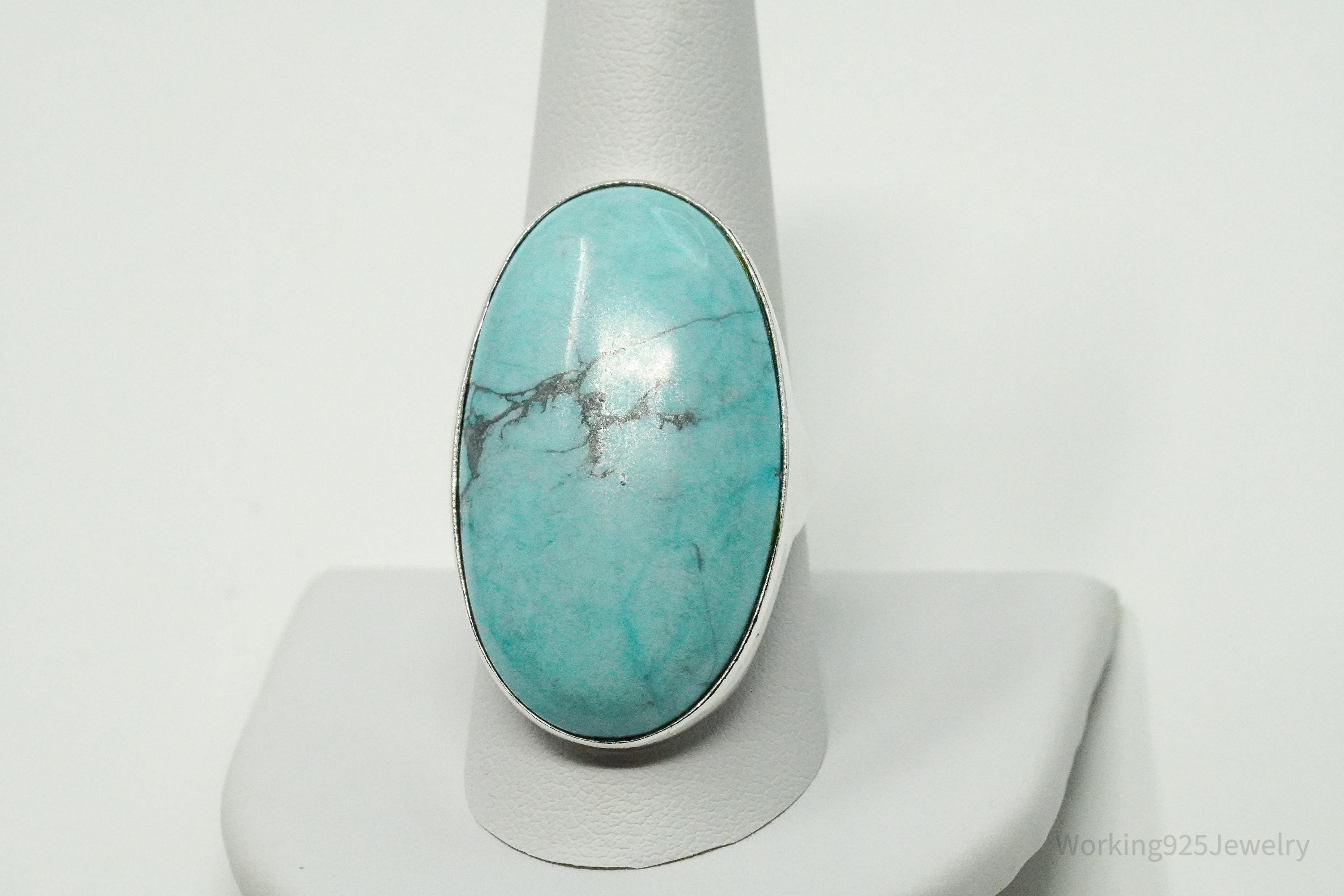 Vintage Turquoise Sterling Silver Ring - Size 9.5