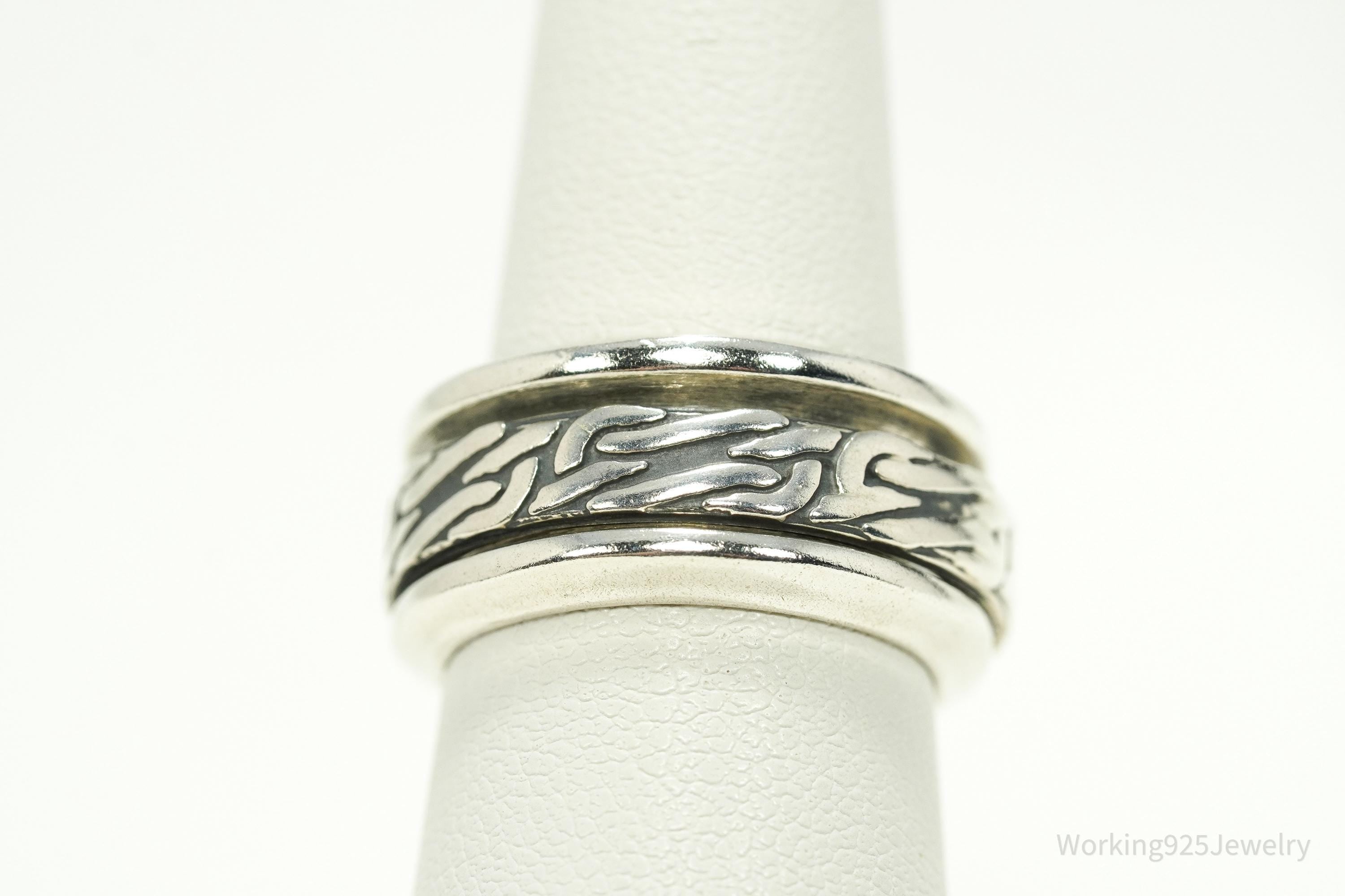 Vintage Celtic Knots Pattern Sterling Silver Spinner Band Ring - Size 6.5