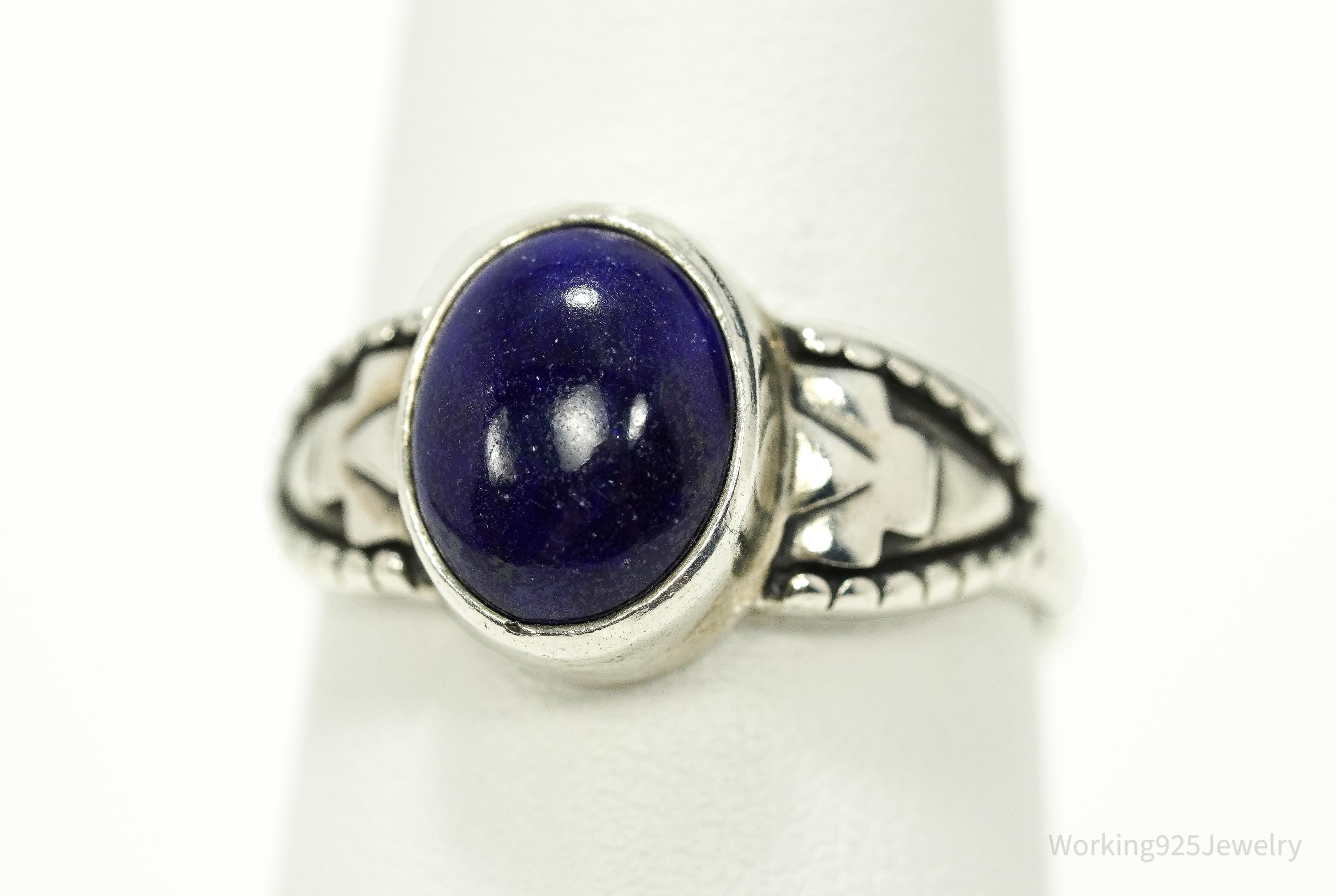 Vintage Lapis Lazuli Sterling Silver Ring - Size 8