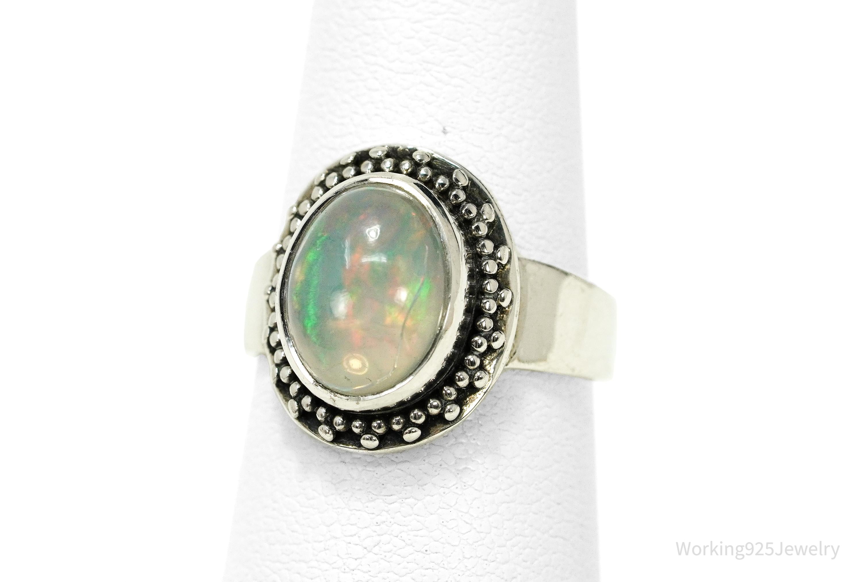 Vintage Opal Sterling Silver Ring - Size 6.5