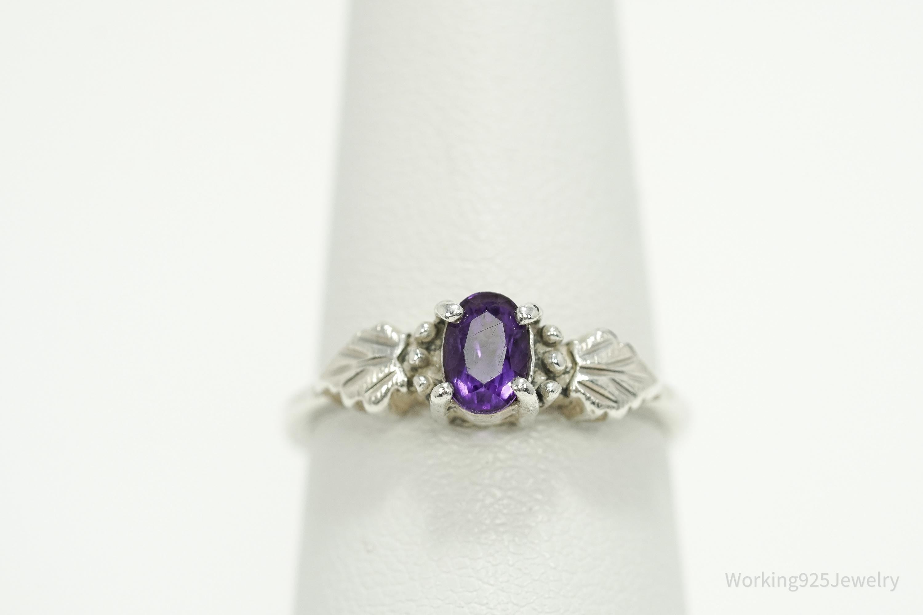 Vintage WMCO Purple Amethyst Sterling Silver Ring - Size 7.25