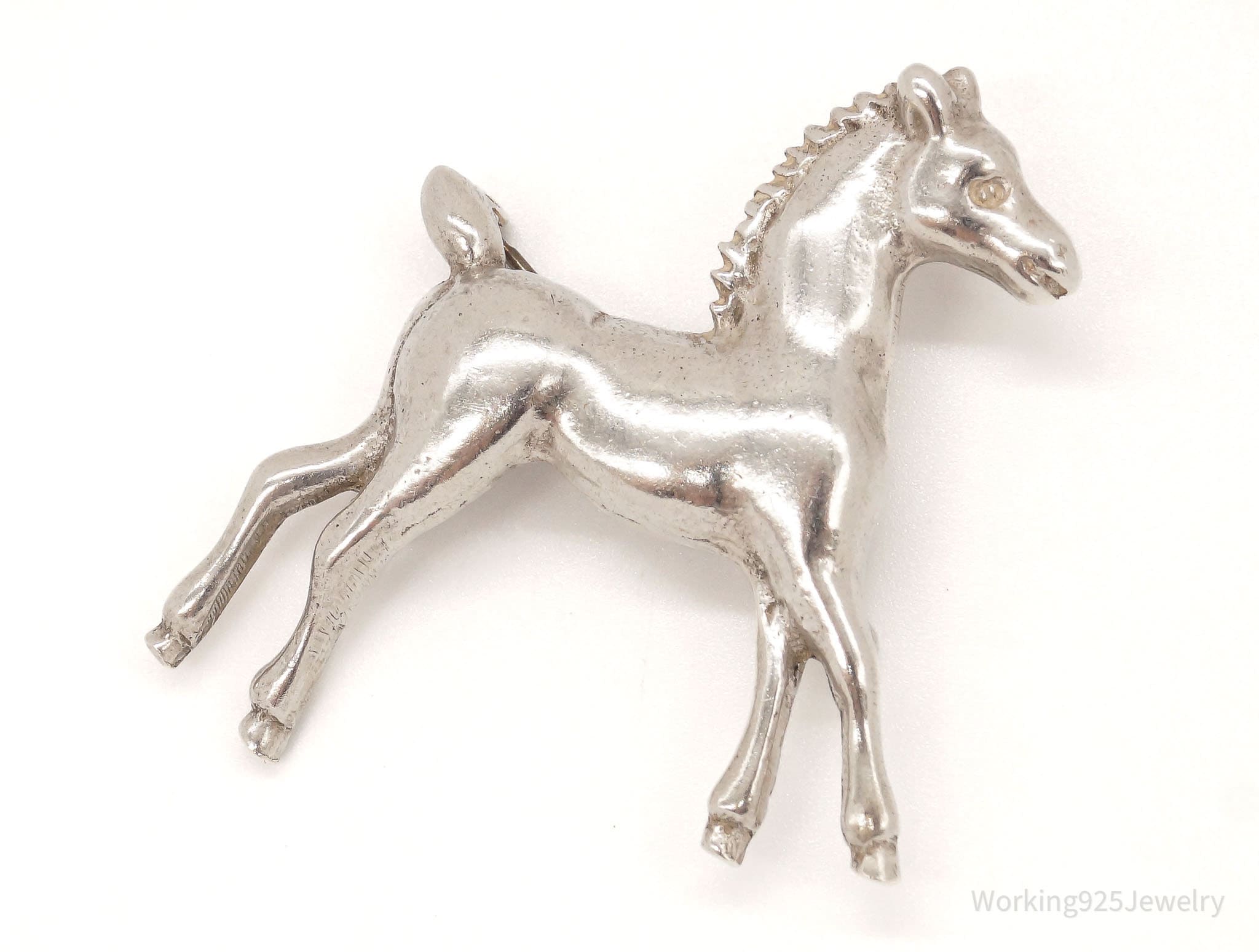 Antique Horse Sterling Silver Brooch Pin