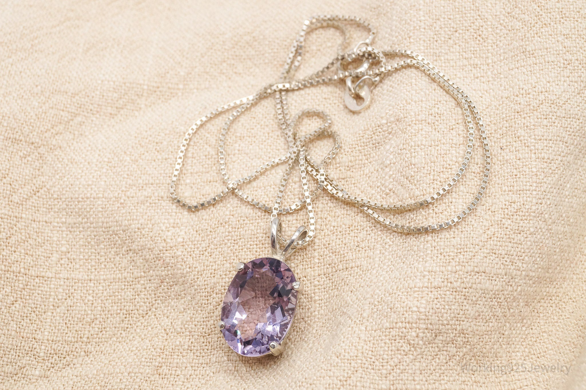 Vintage Amethyst Sterling Silver Necklace 18"