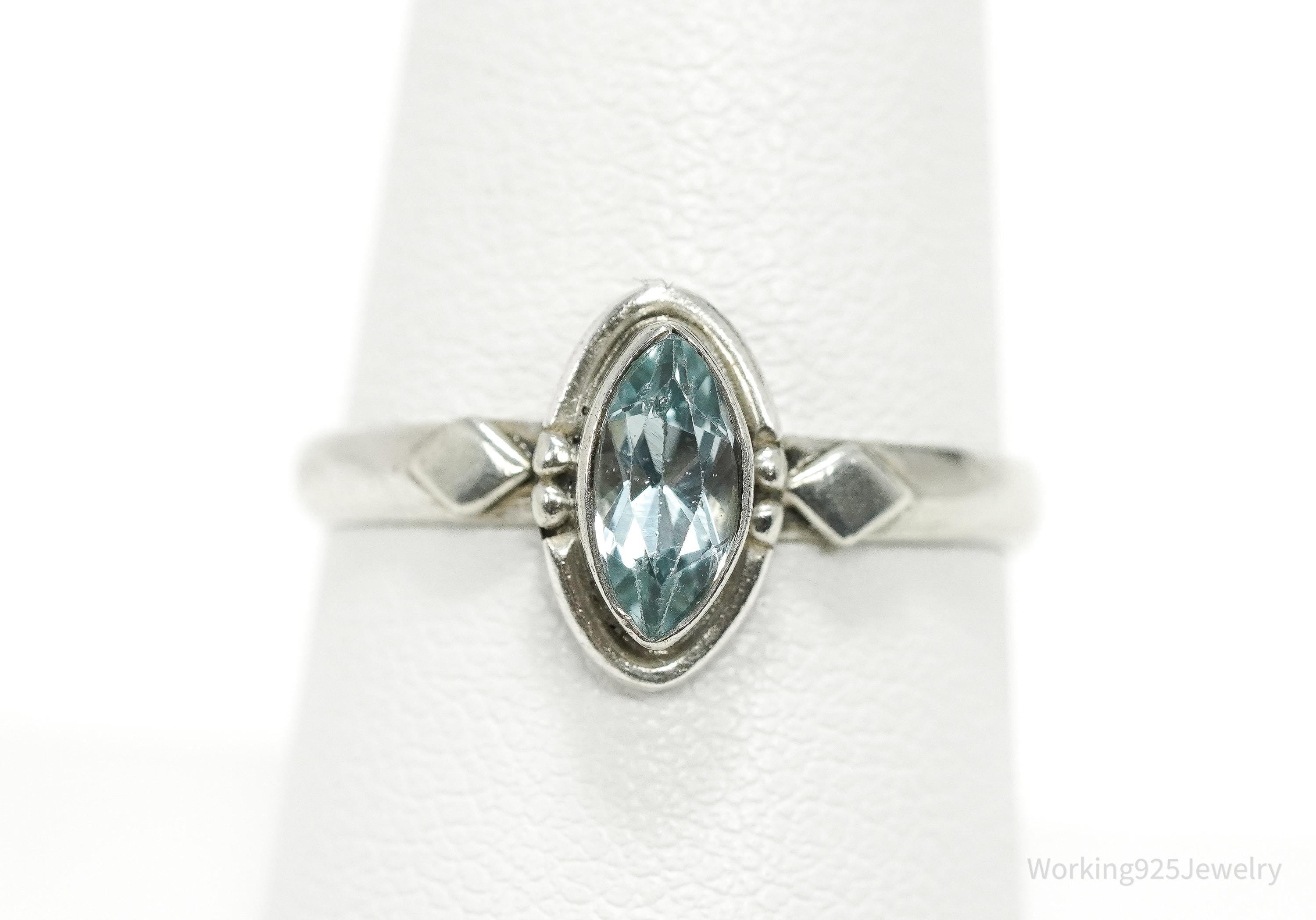 Vintage Designer Doug Paulus Blue Topaz Sterling Silver Ring - Size 8.25