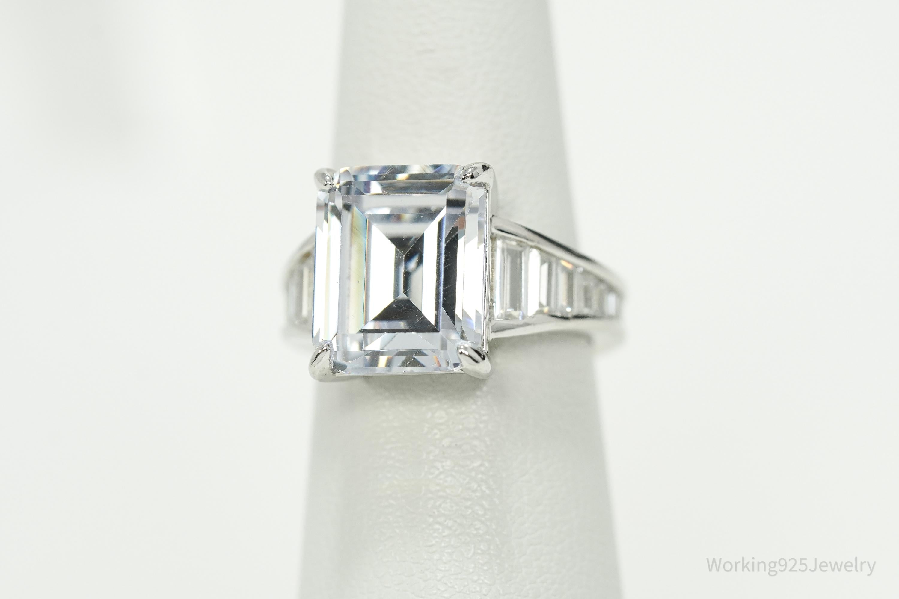 Vintage JCL Large Cubic Zirconia Sterling Silver Ring Size 5