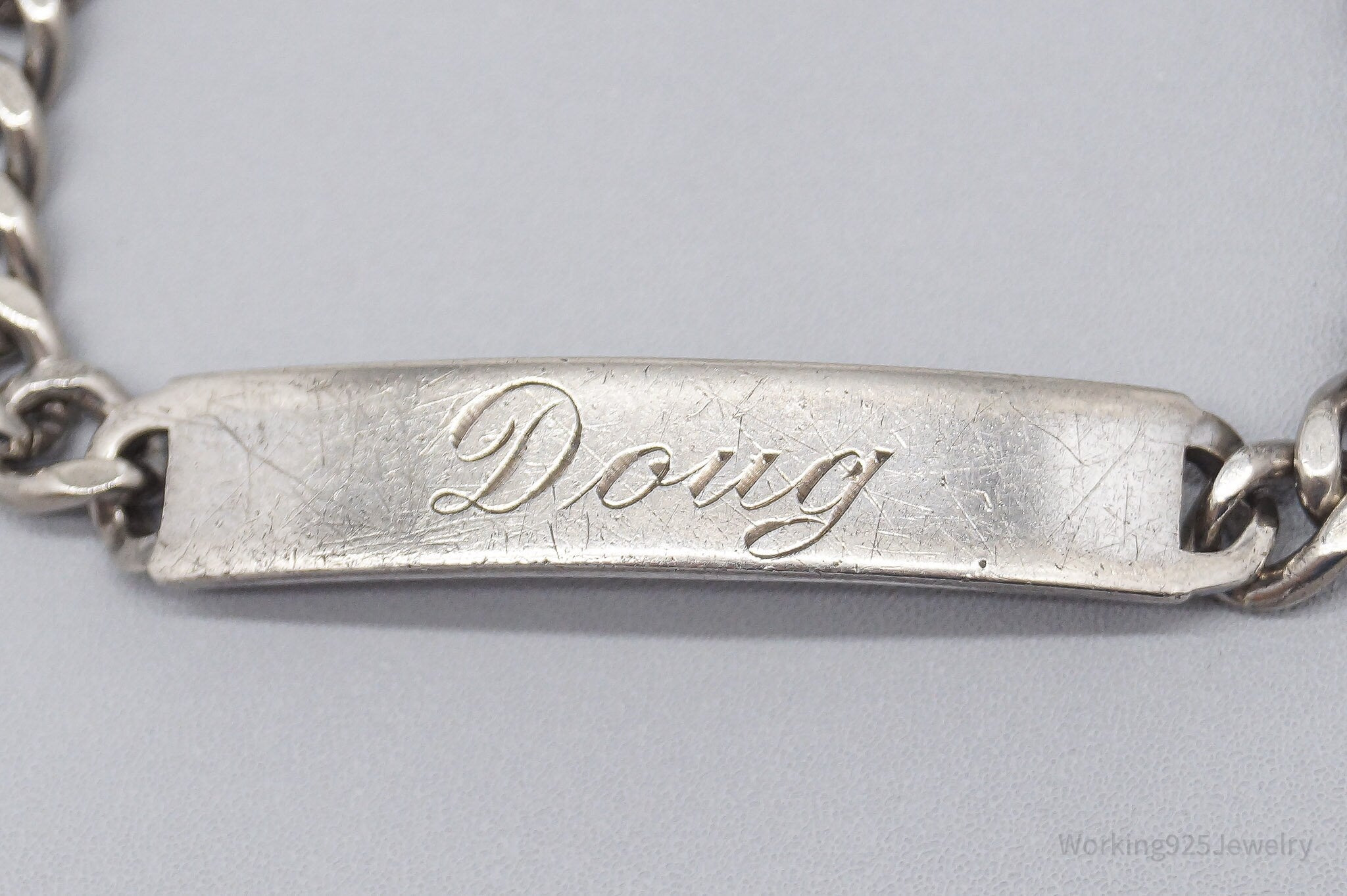 Antique Elco "Doug" Name ID Bar Sterling Silver Bracelet