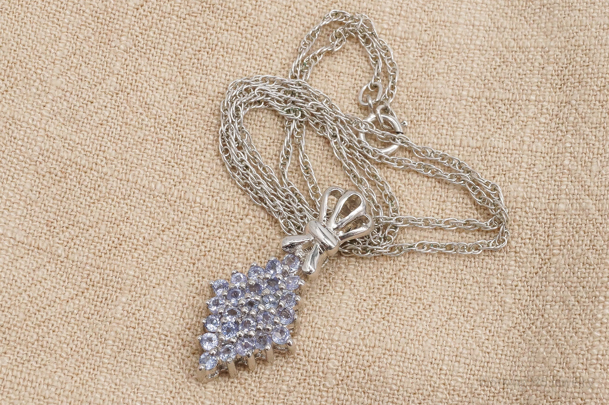 Vintage Tanzanite Sterling Silver Necklace 16"