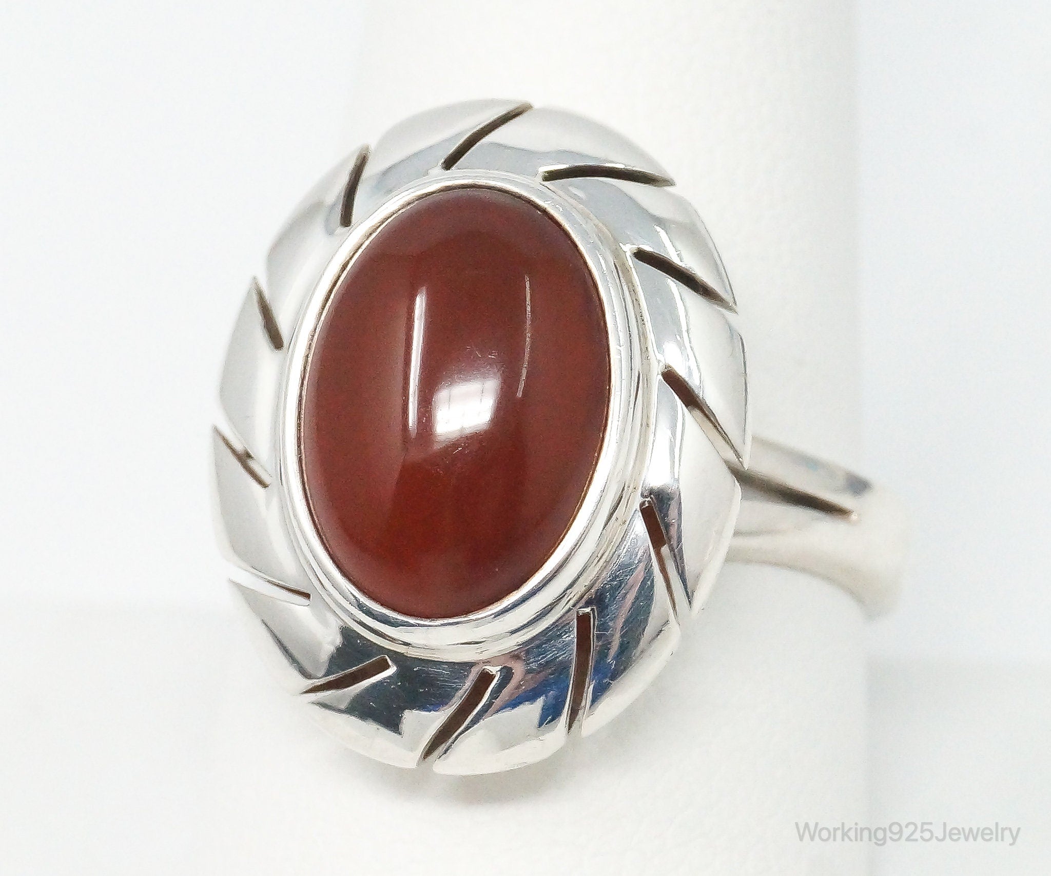 Vintage Mexico CII Carnelian Sterling Silver Ring Size 10.25
