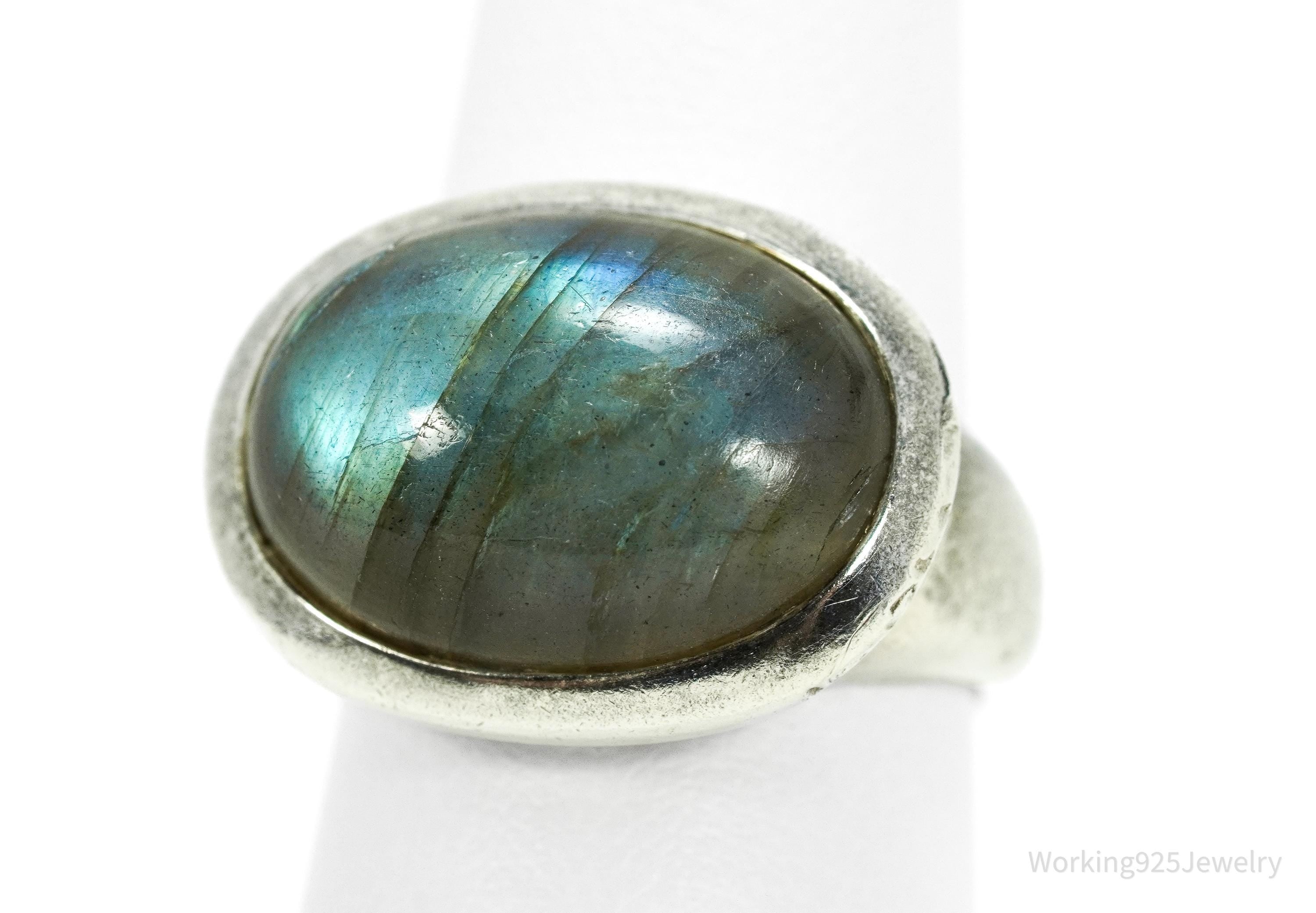 Vintage Metalsmiths Large Labradorite Sterling Silver Ring - Size 6.5