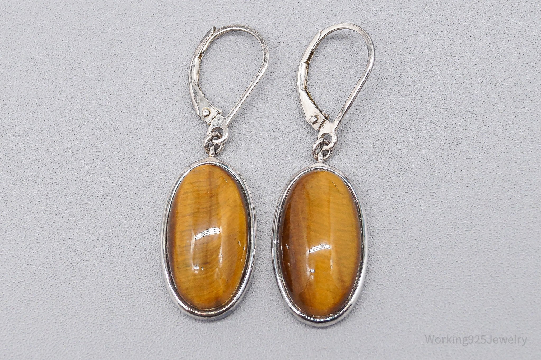 Vintage Tigers Eye Sterling Silver Earrings