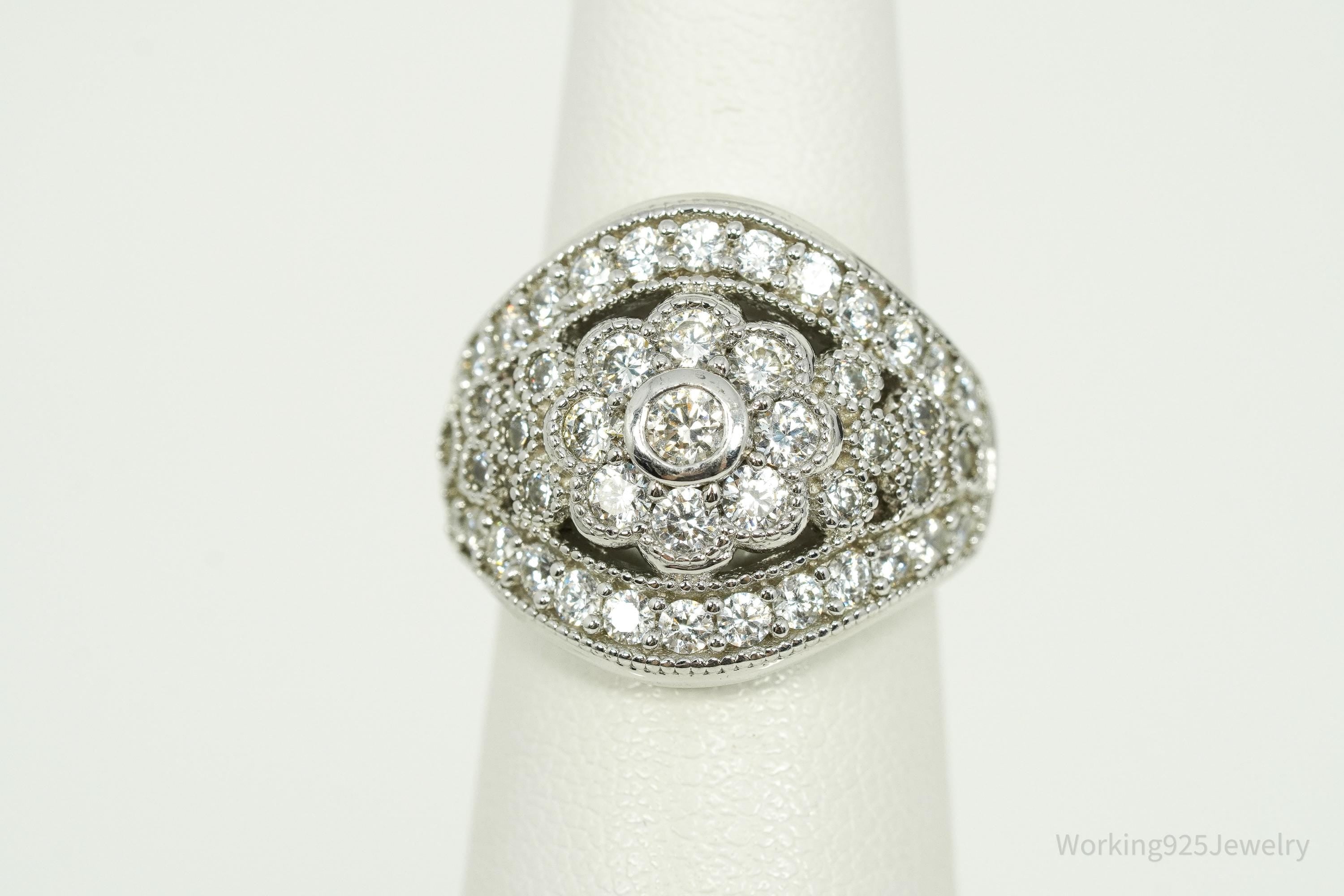 Vintage Cubic Zirconia Sterling Silver Ring - Size 5