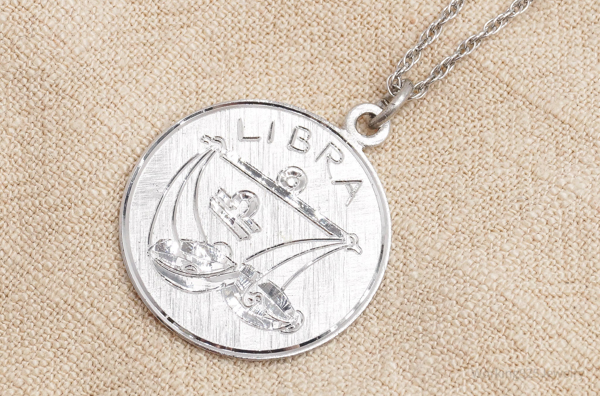 Vintage Well's Libra Sign Sterling Silver Necklace - 20"