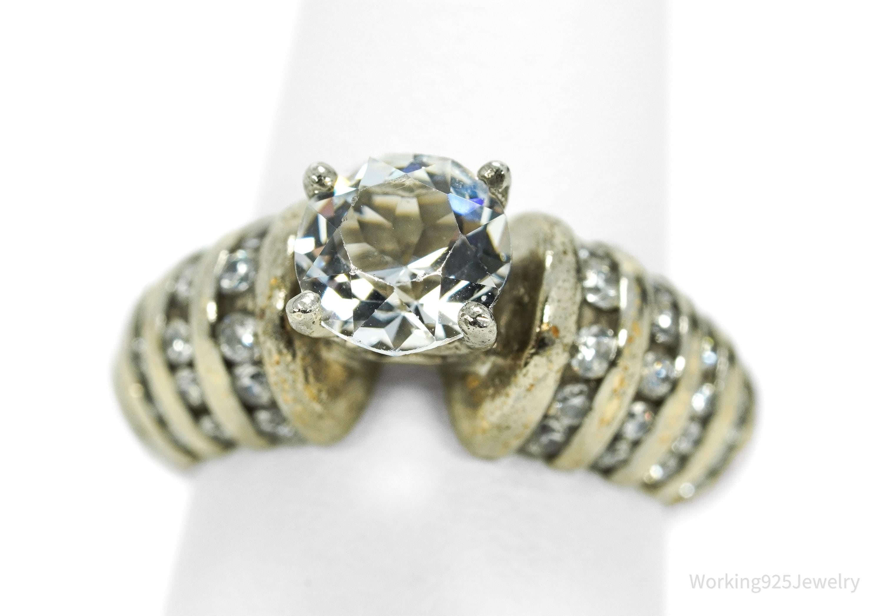 Vintage UTC Cubic Zirconia Gold Vermeil Sterling Silver Ring Size 5.5