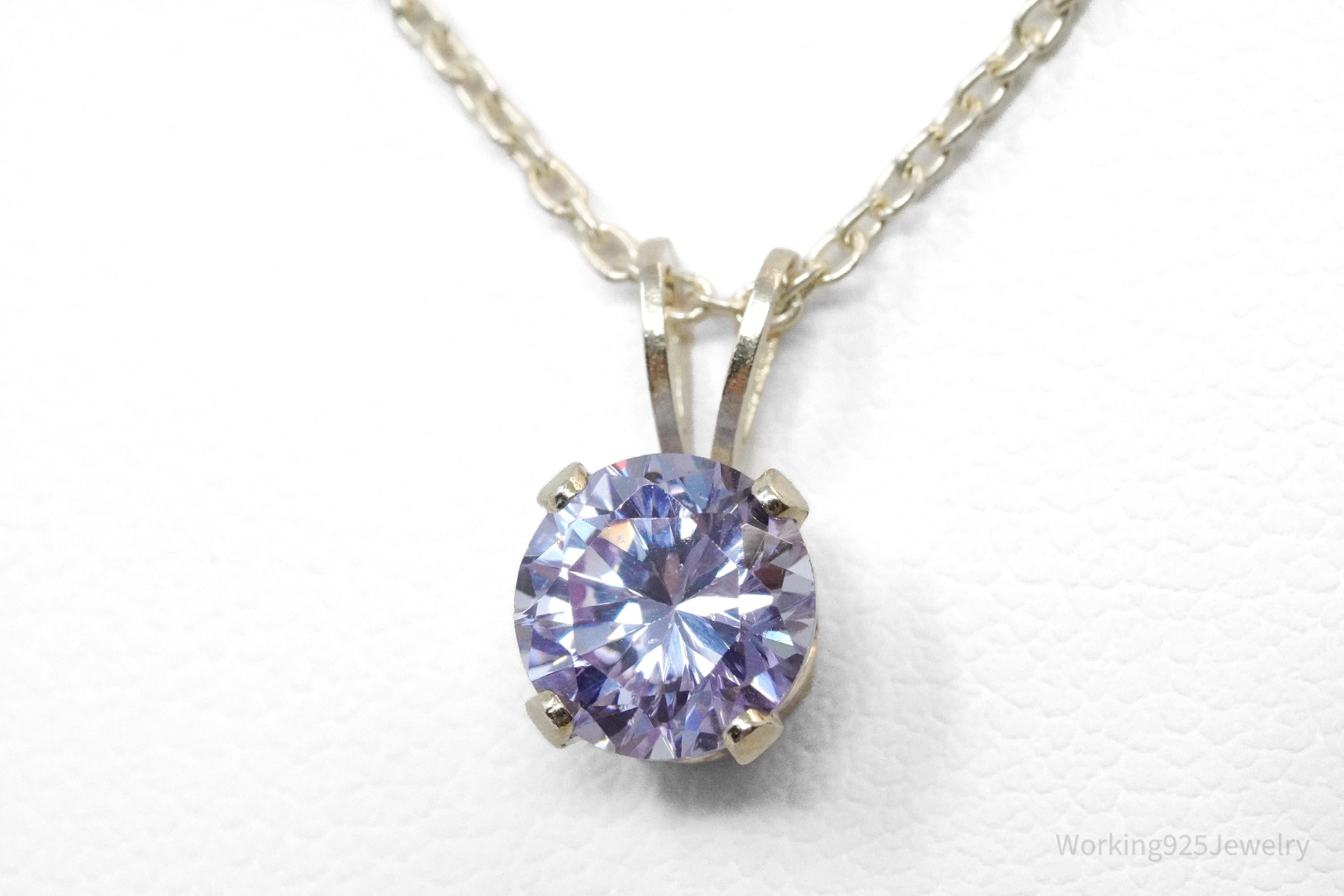 Vintage Violet Cubic Zirconia Sterling Silver Necklace - 18"