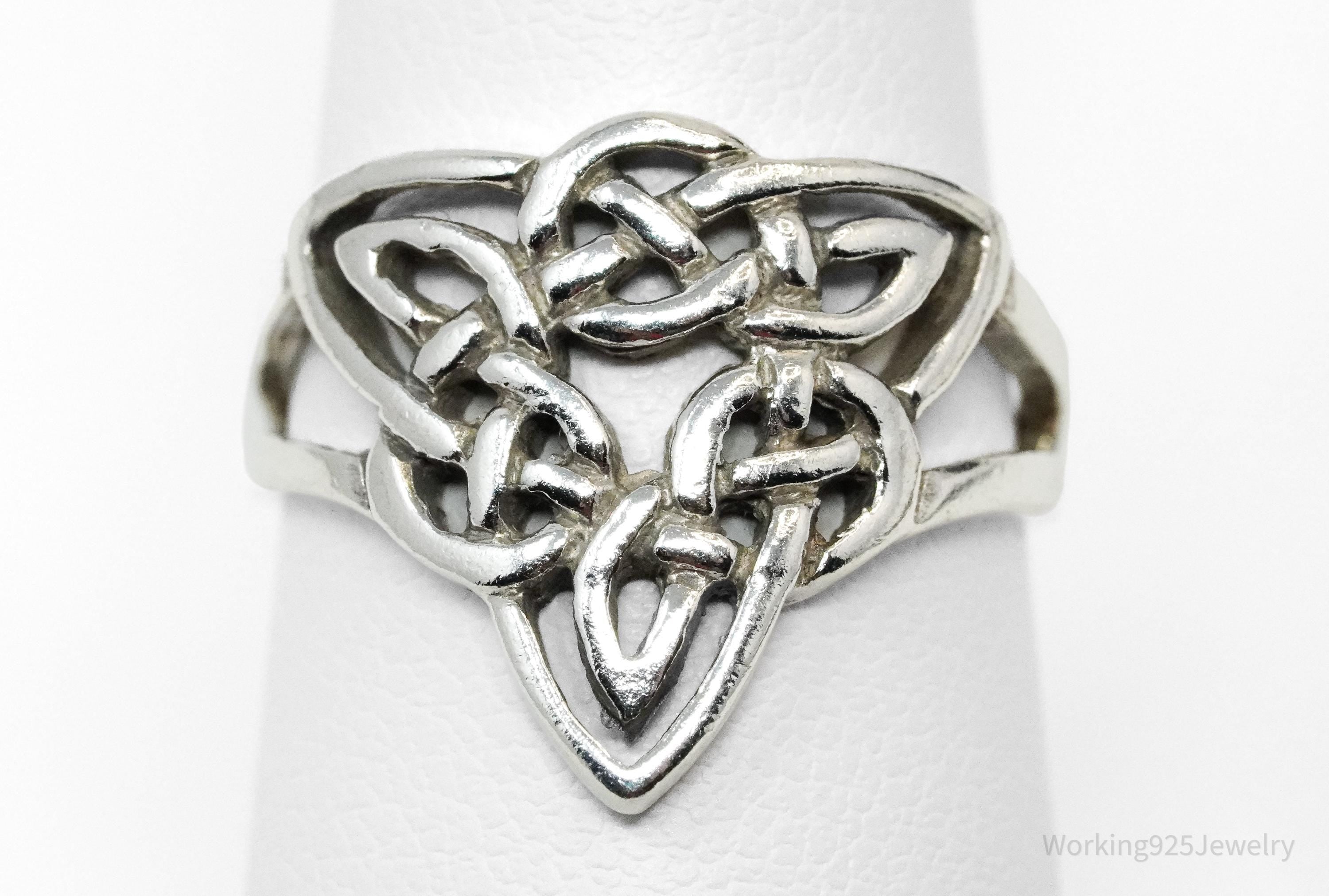 Vintage Celtic Knot Design Sterling Silver Ring - Size 6.5