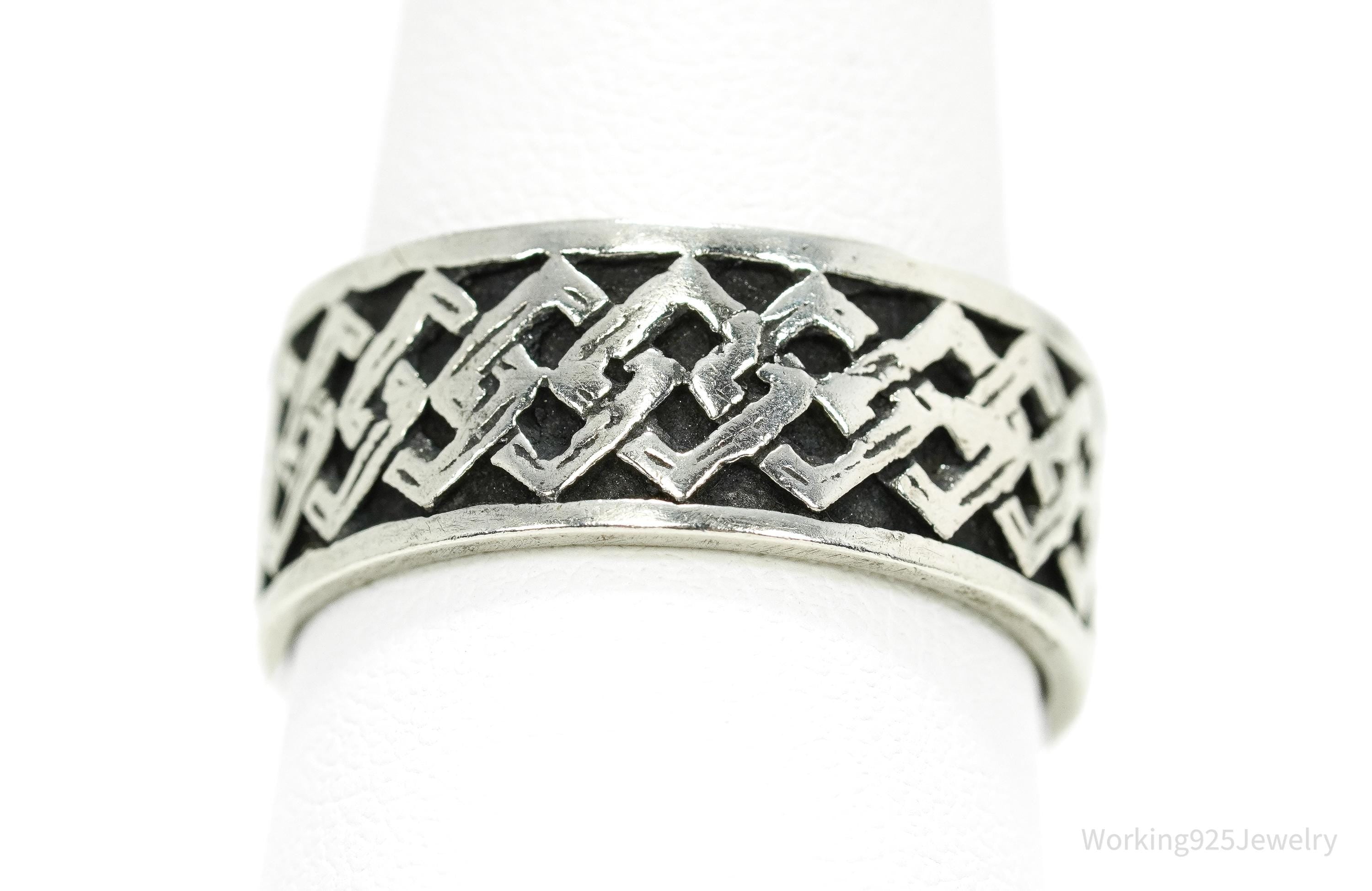 Vintage Celtic Knot Design Sterling Silver Band Ring - Size 9.5