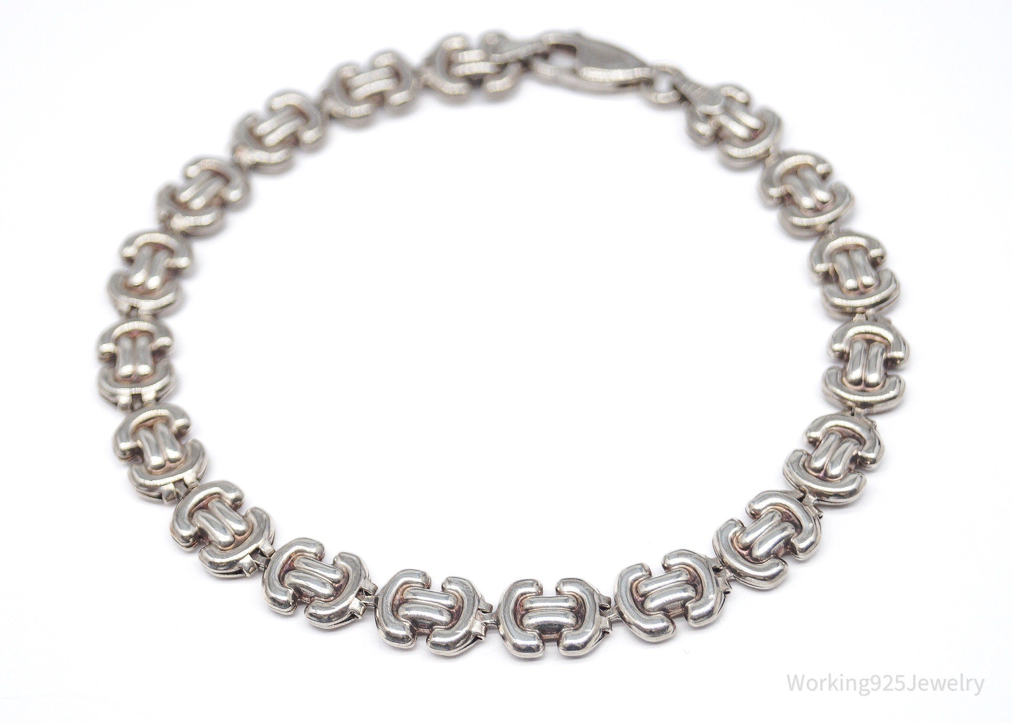 Vintage Italian Designer Sterling Silver Bracelet - 7 3/8"