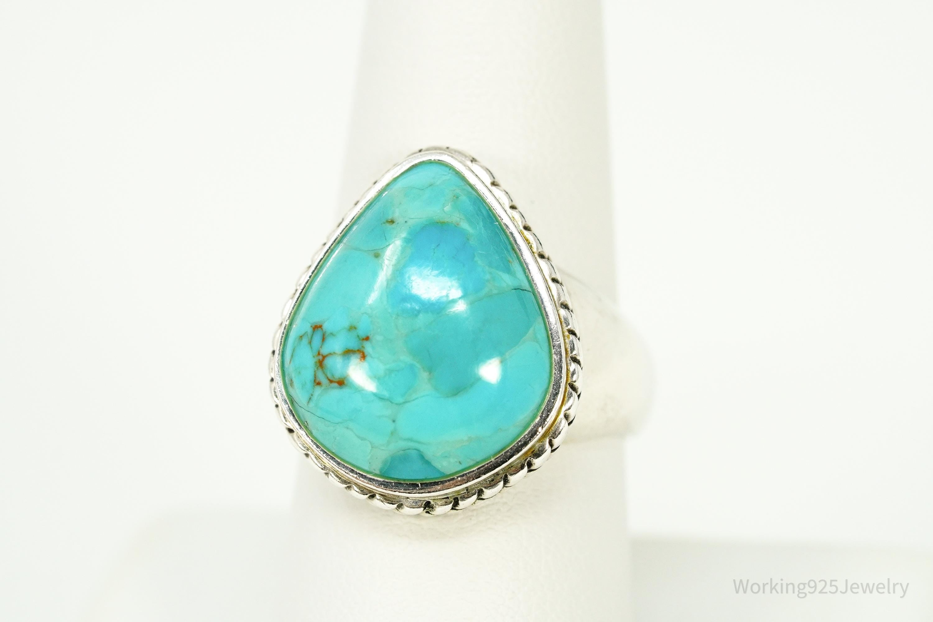Vintage BARSE Turquoise Southwestern Style Sterling Silver Ring Size 9