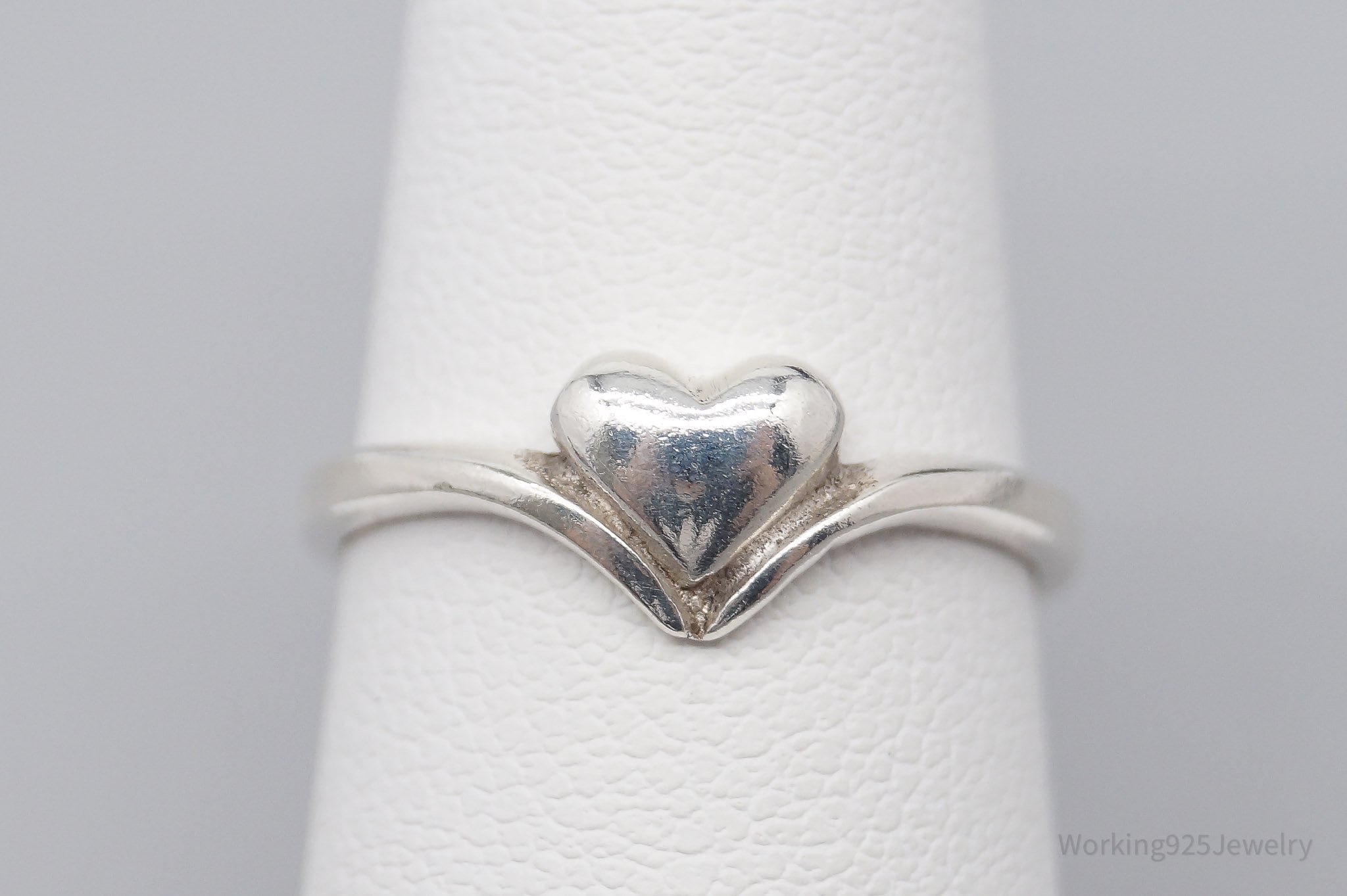 Vintage Puffy Heart Sterling Silver Ring - Size 5.5