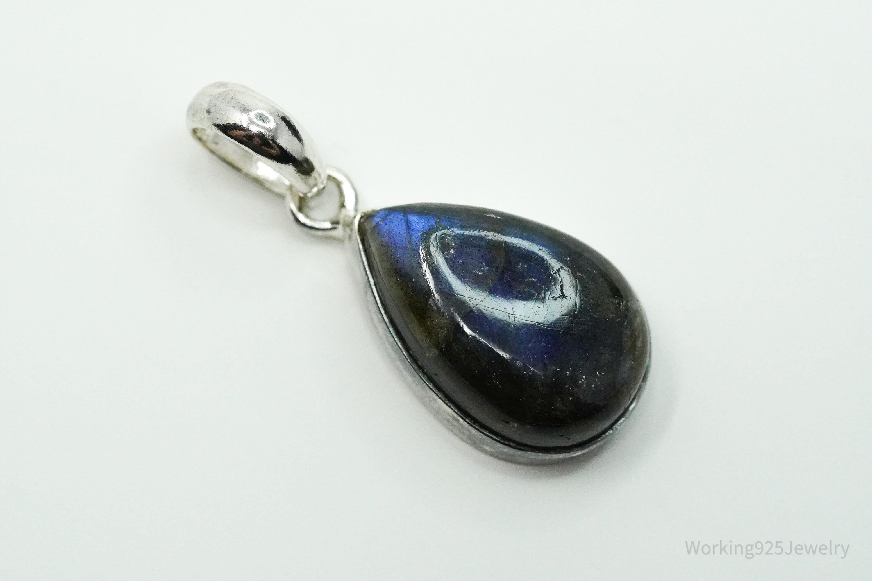 Vintage Labradorite Sterling Silver Necklace Pendant