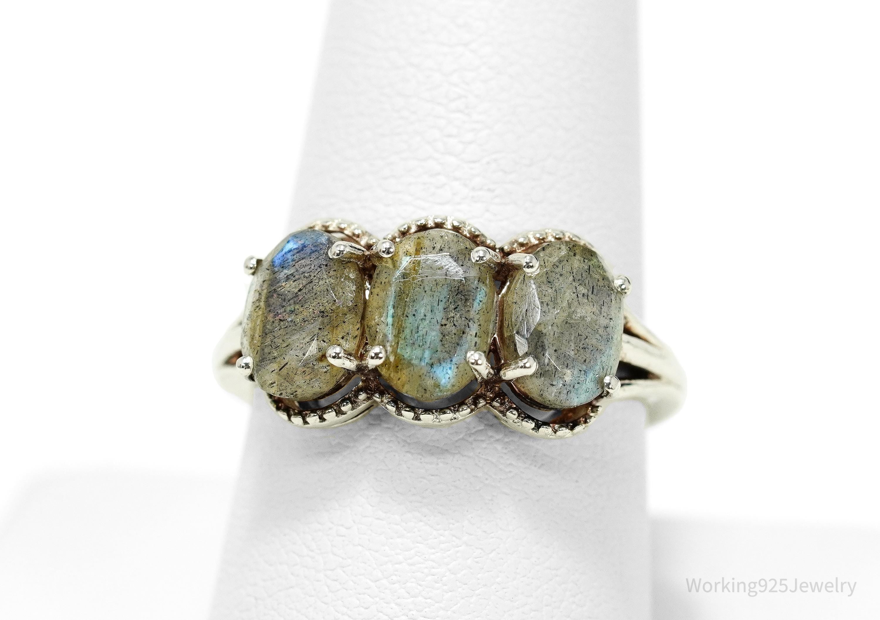 Vintage Labradorite Sterling Silver Ring - Size 9