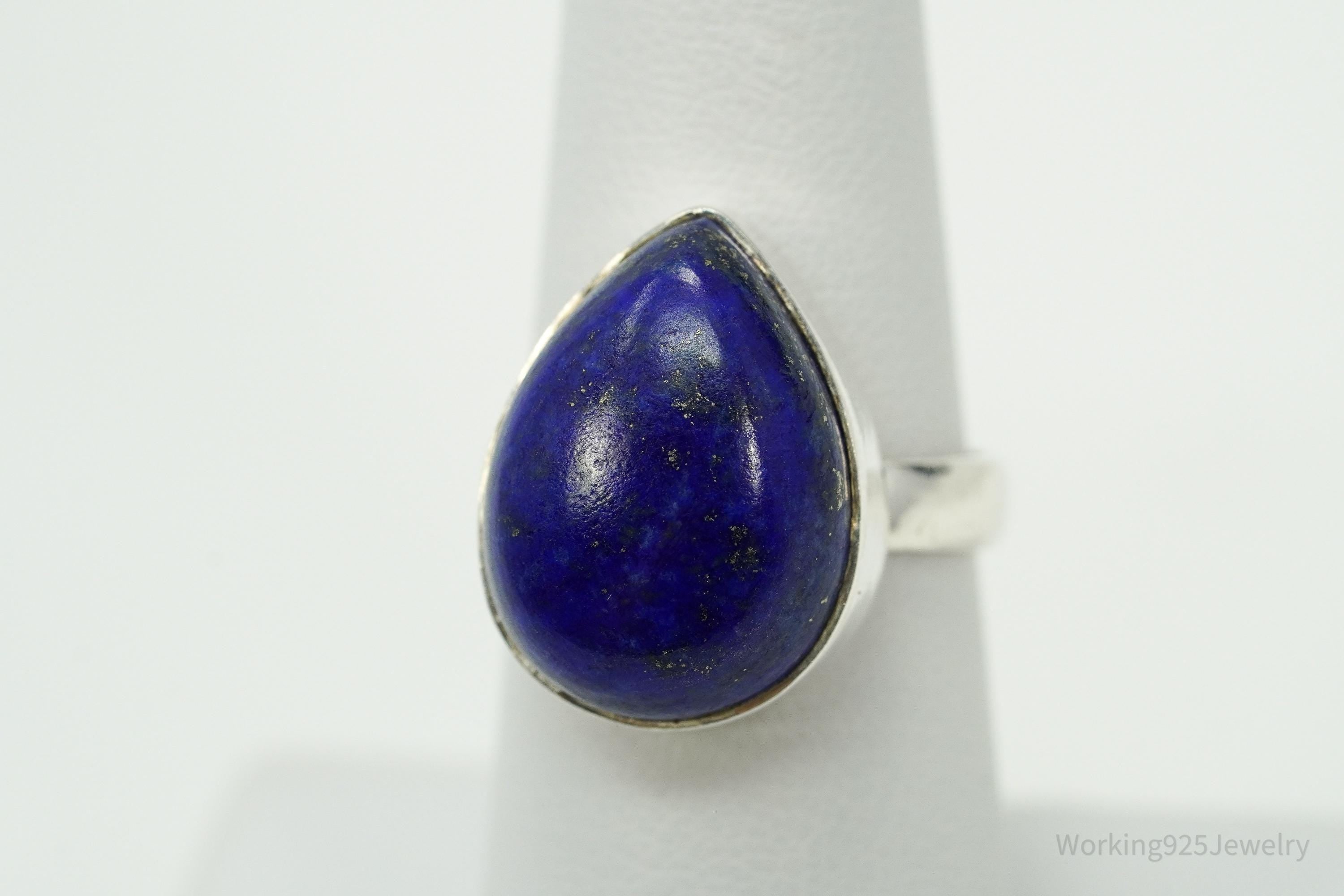Vintage Lapis Lazuli Sterling Silver Ring - Size 7.25