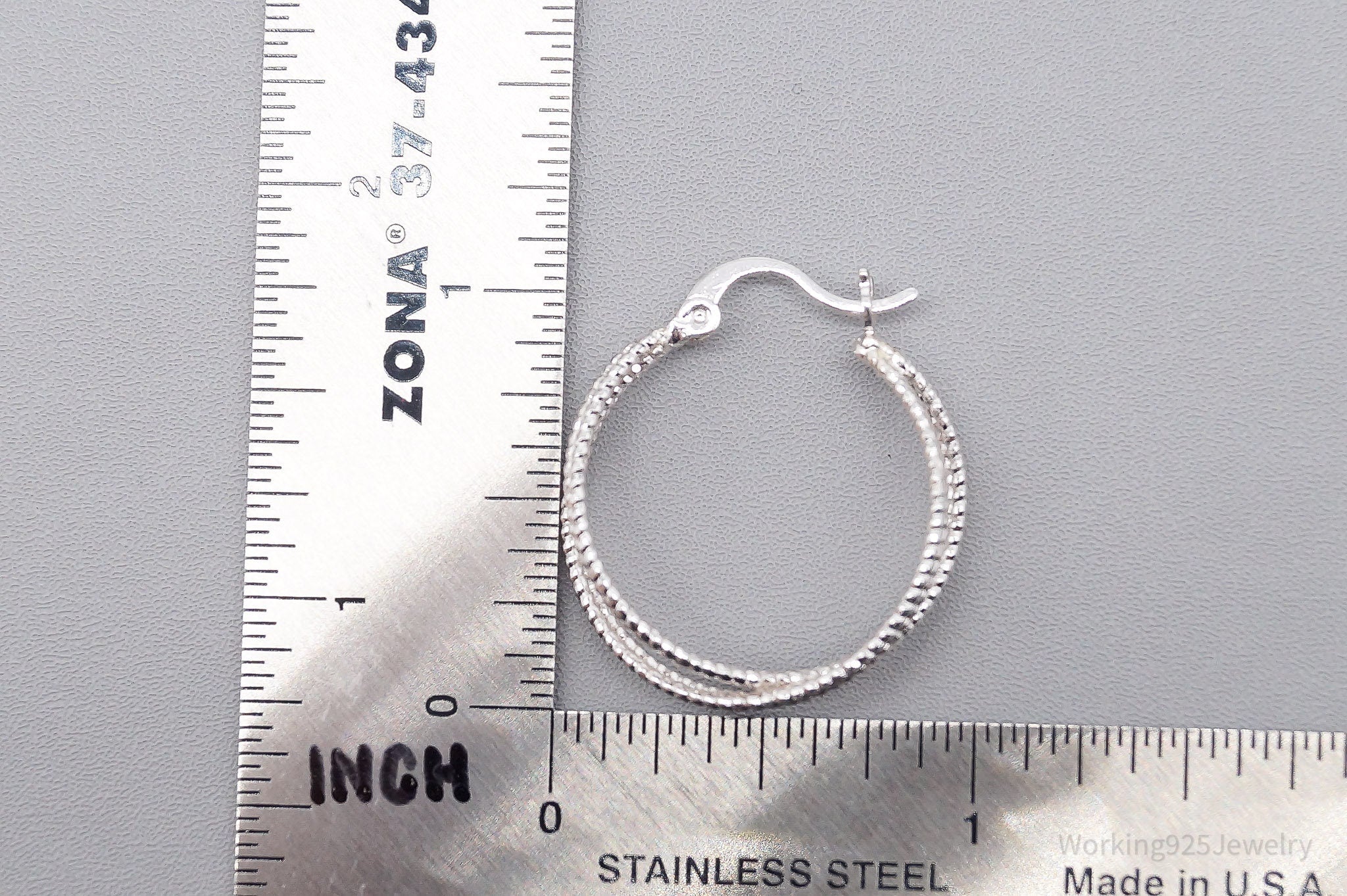 Vintage Cable Textured Silver Hoop Earrings