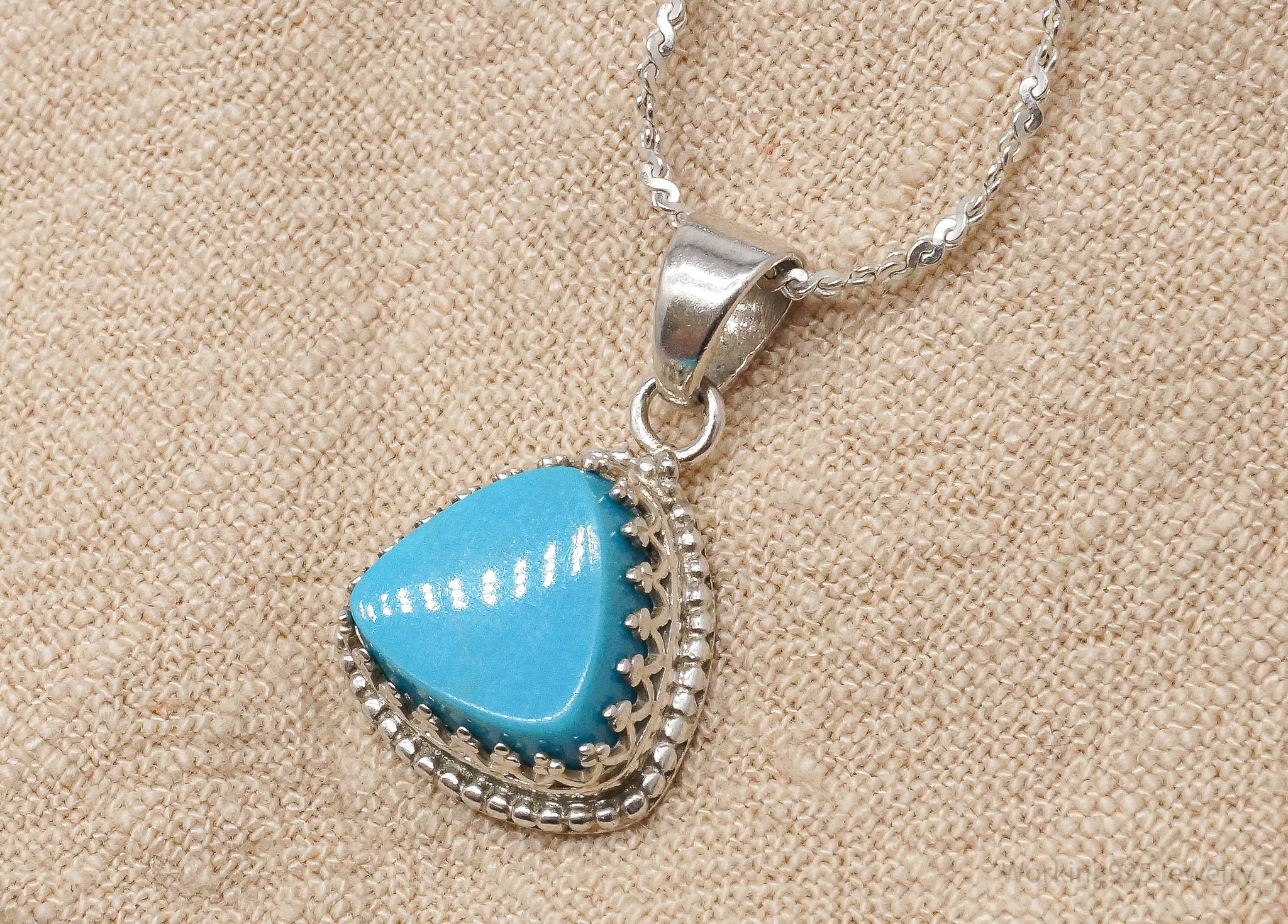 Vintage Southwestern Desert Rose Trading Turquoise Sterling Silver Necklace 20"