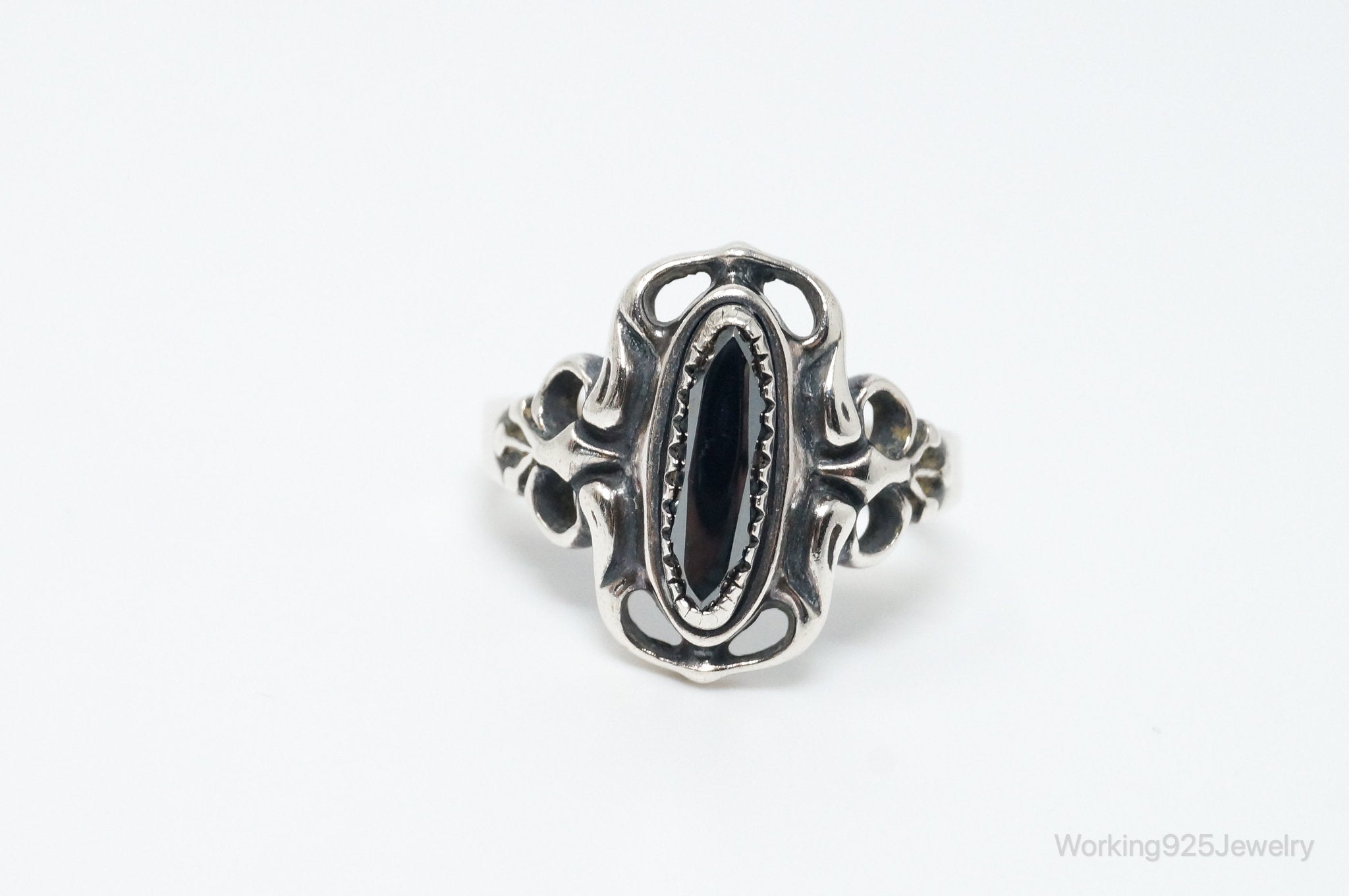 Vintage Wheeler Manufacturing Co Hematite Sterling Silver Ring - Size 6