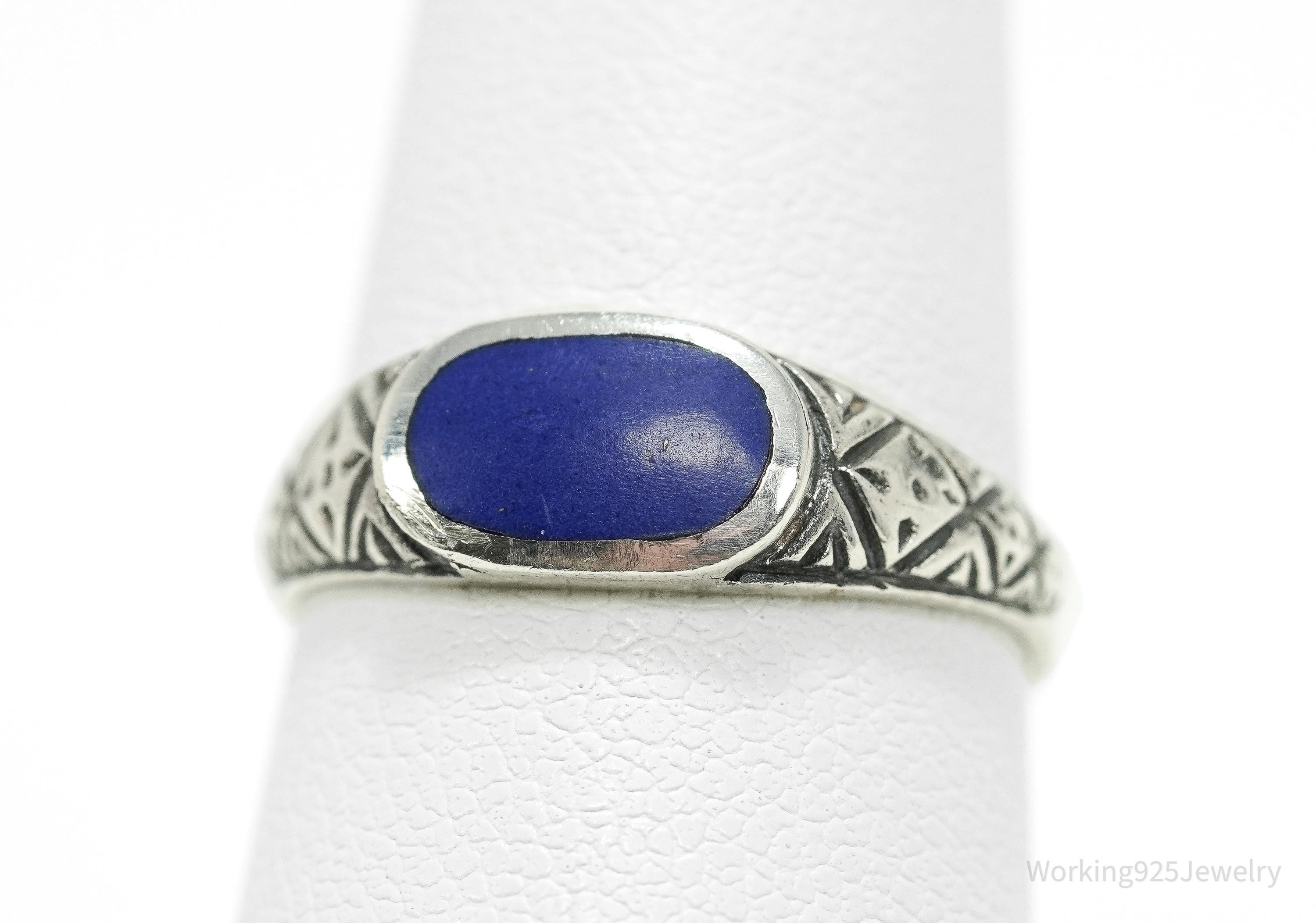 Vintage Lapis Lazuli Sterling Silver Ring - Size 6.75