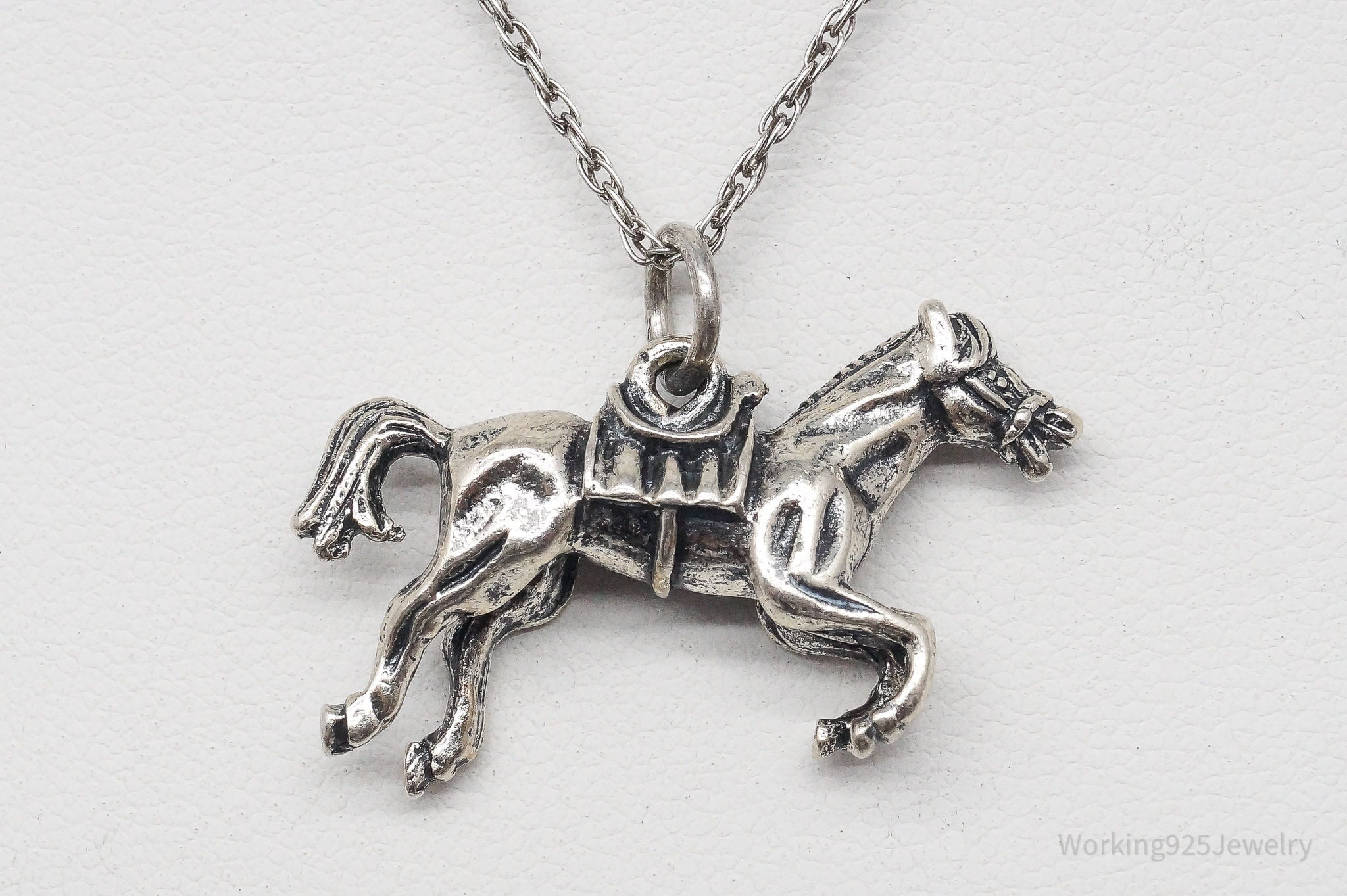 Vintage Horse Sterling Silver Necklace - 18"