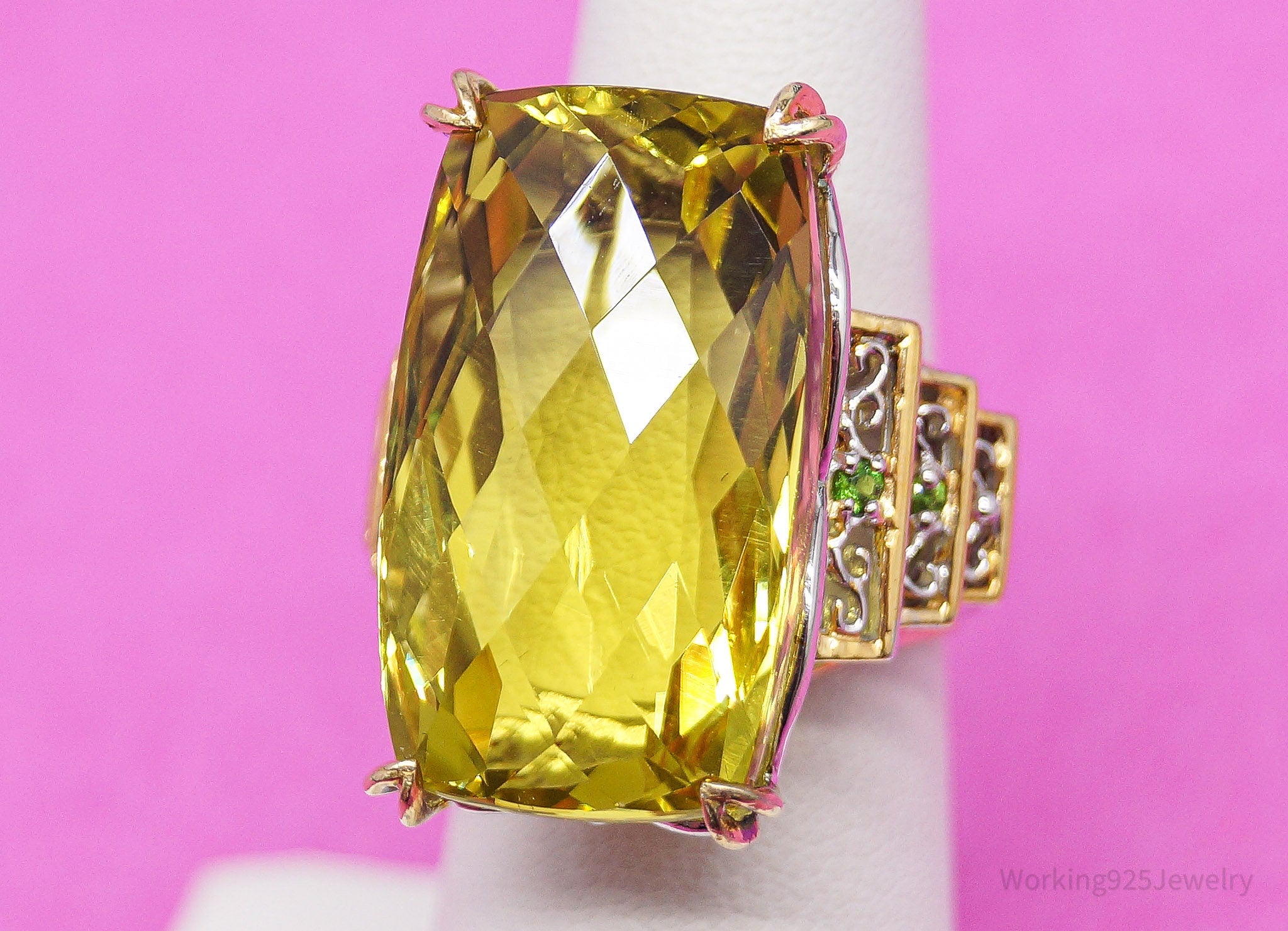 Michael Valitutti Ouro Verde Chrome Diopside Gold Sterling Silver Ring - Size 6