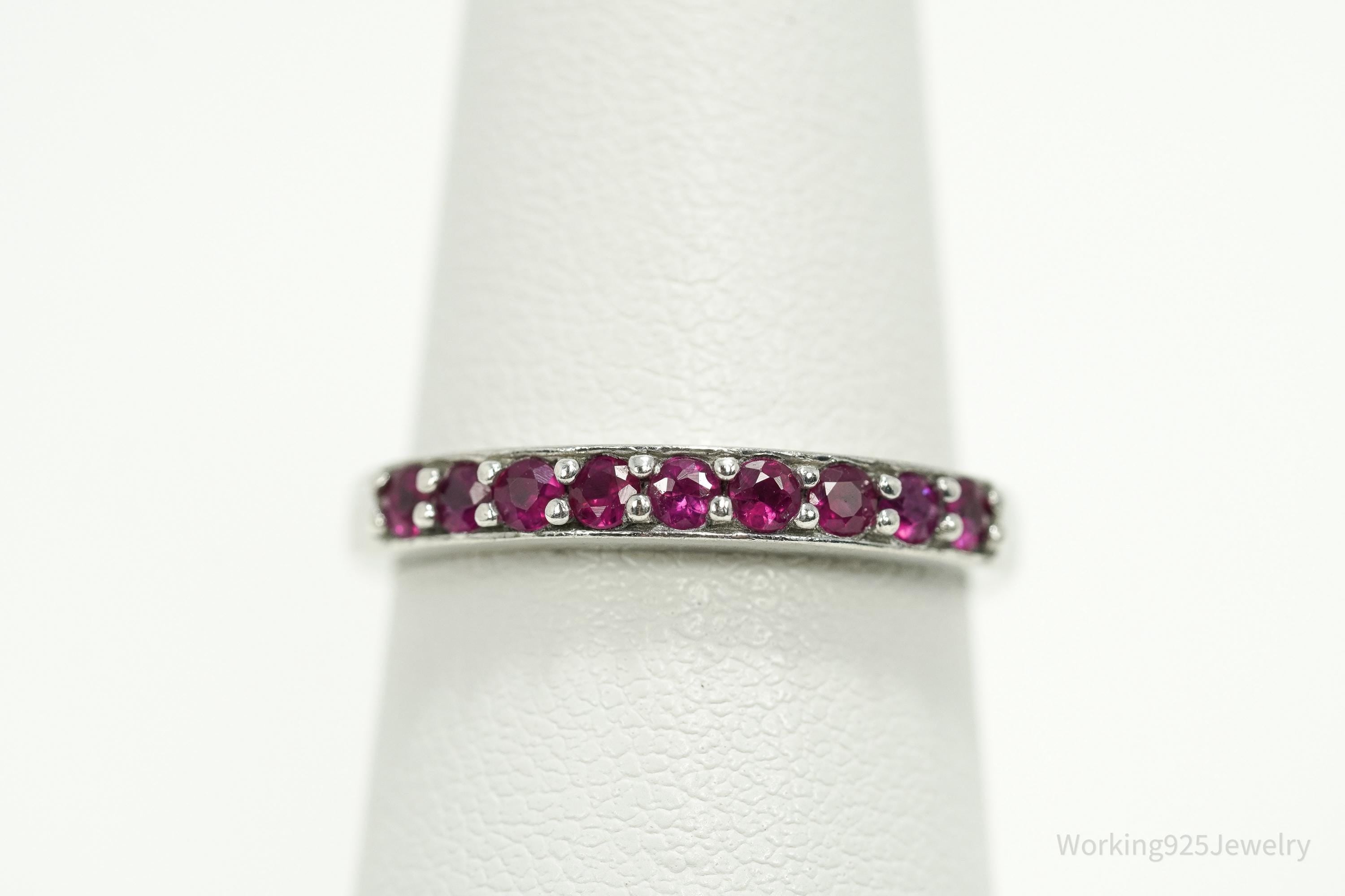 Vintage Ruby Sterling Silver Ring - Size 7