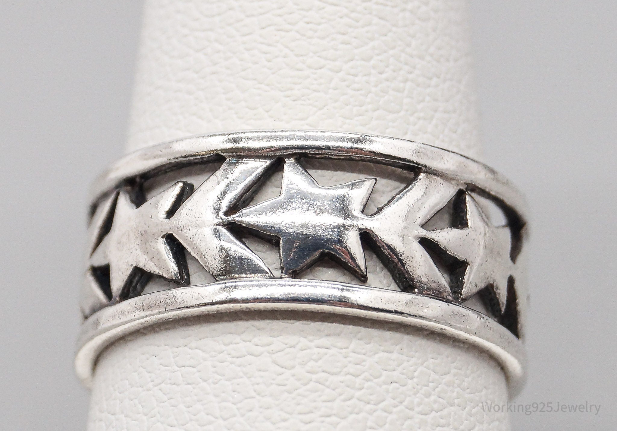 Vintage Boma Star Pattern Sterling Silver Band Ring - Size 7.25