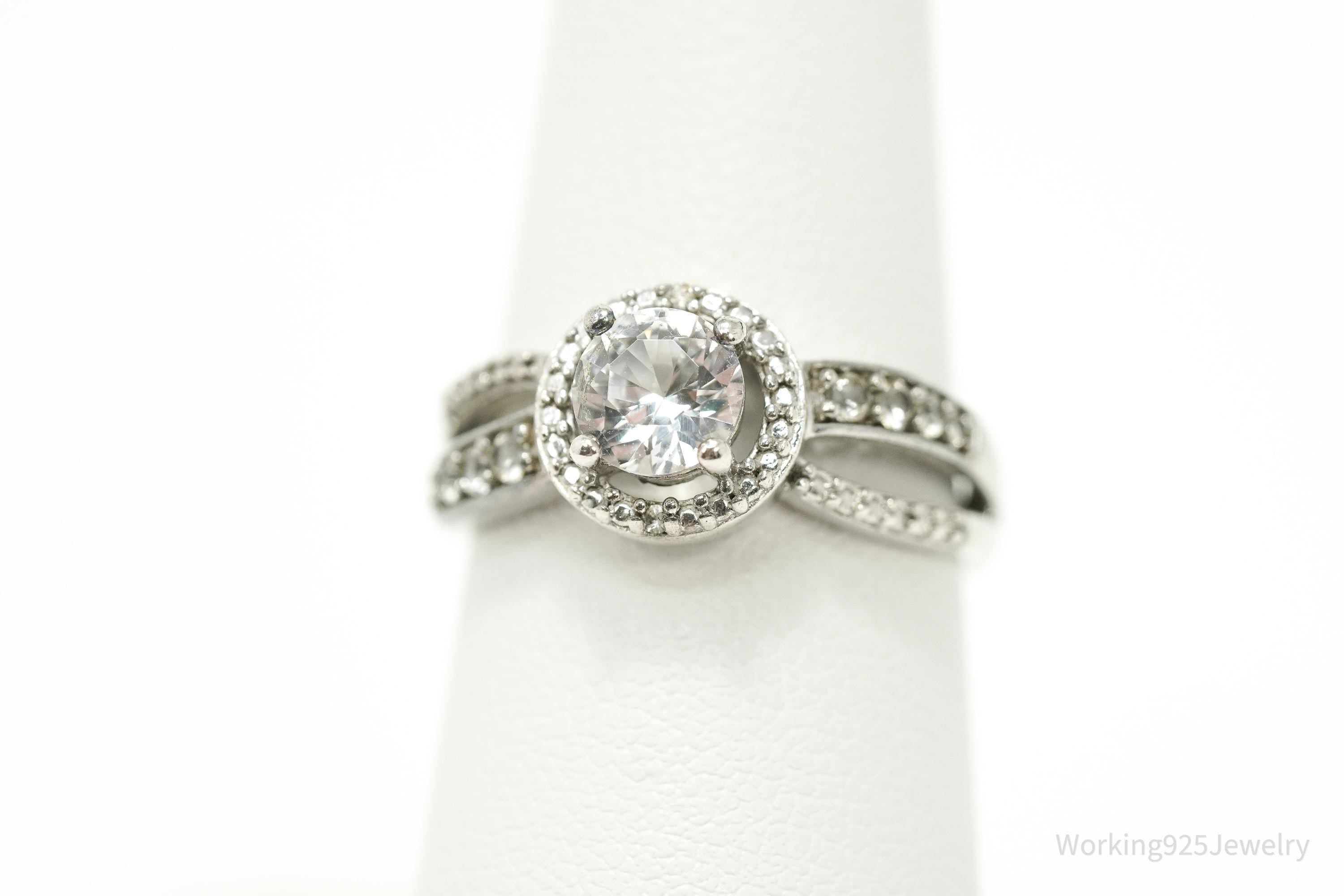 Vintage Cubic Zirconia Sterling Silver Ring - Size 7