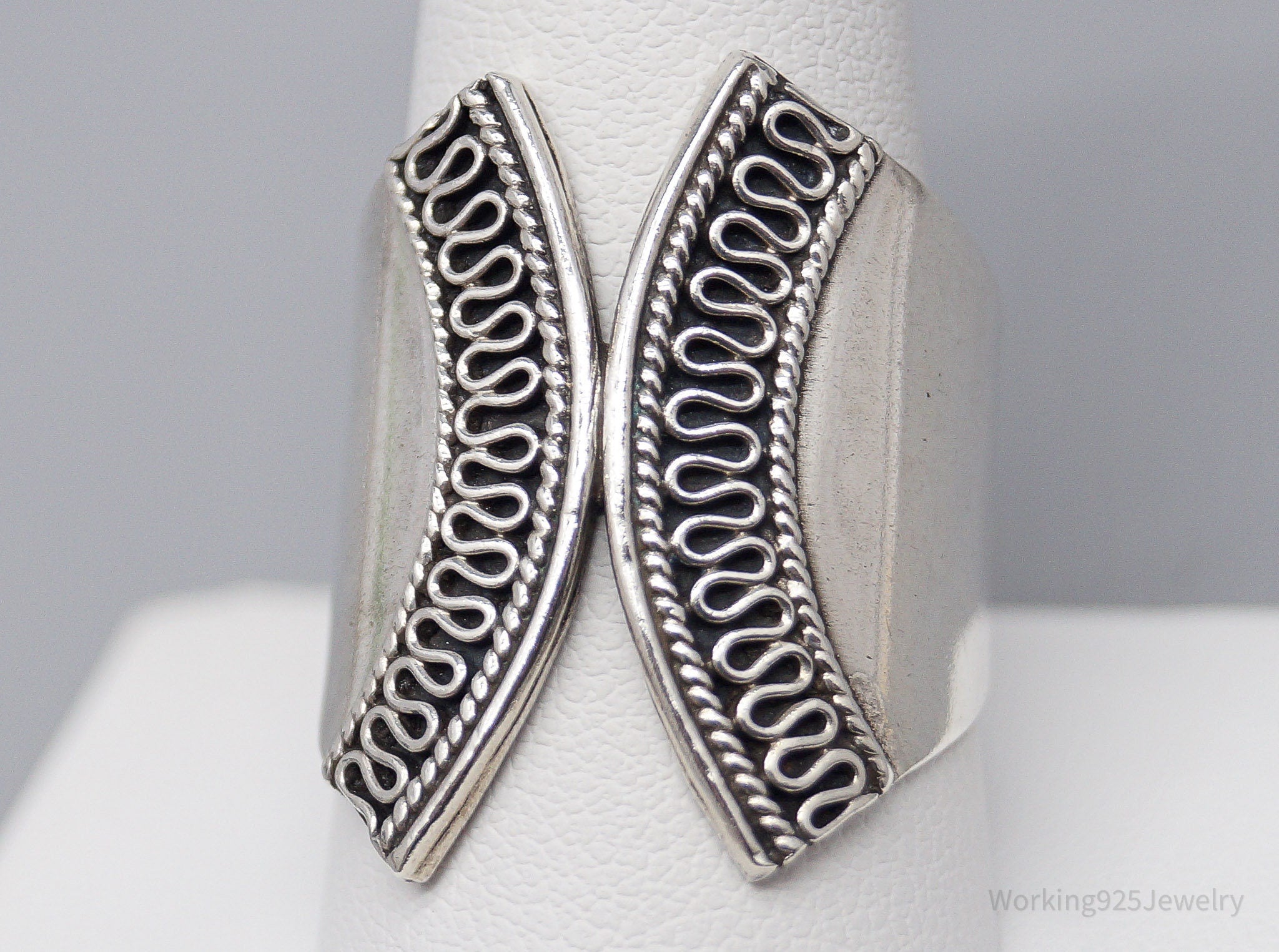 Vintage Sterling Silver Wide Band Ring - Size 9.75