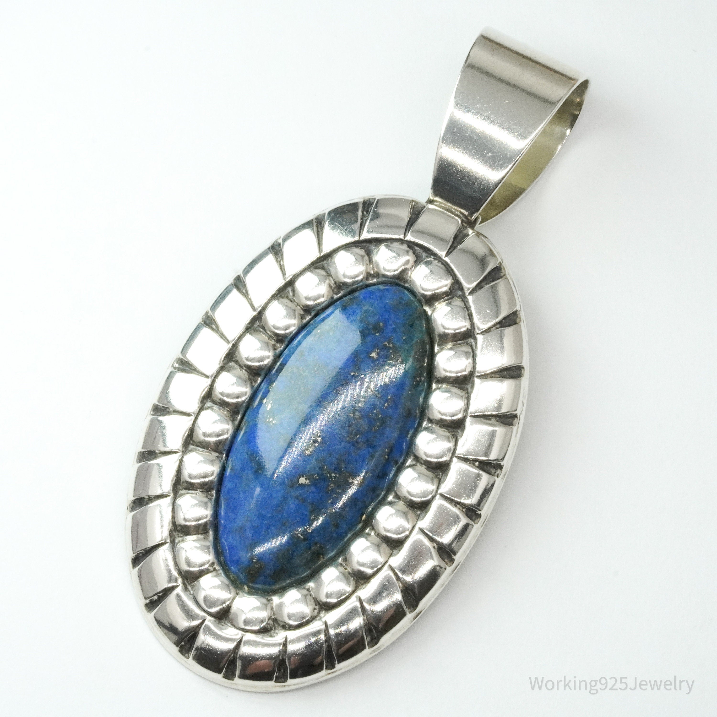 Large Vintage Carolyn Pollack Relios Lapis Lazuli Sterling Silver Pendant