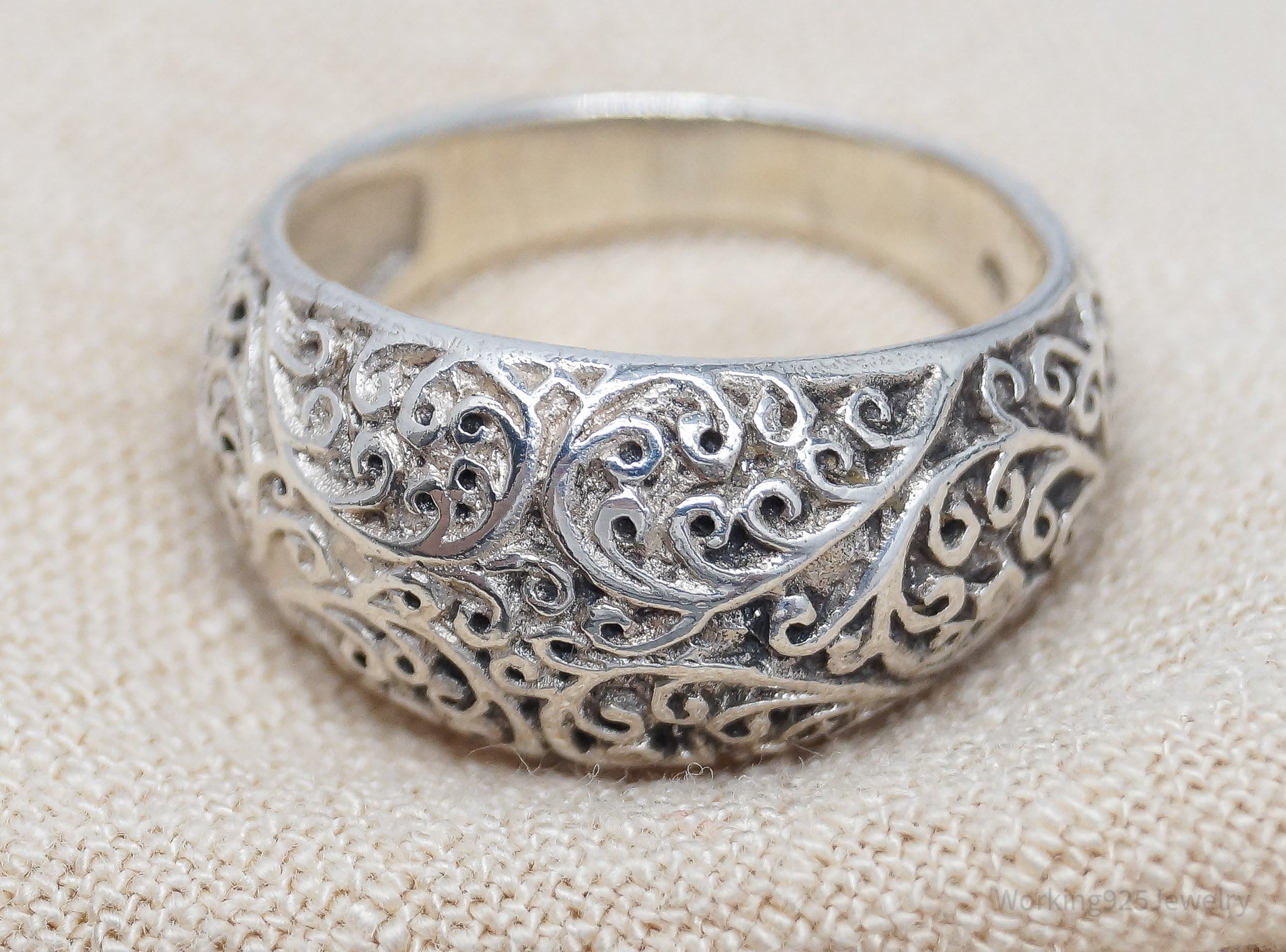 Vintage Swirl Scroll Sterling Silver Ring - Size 6.5