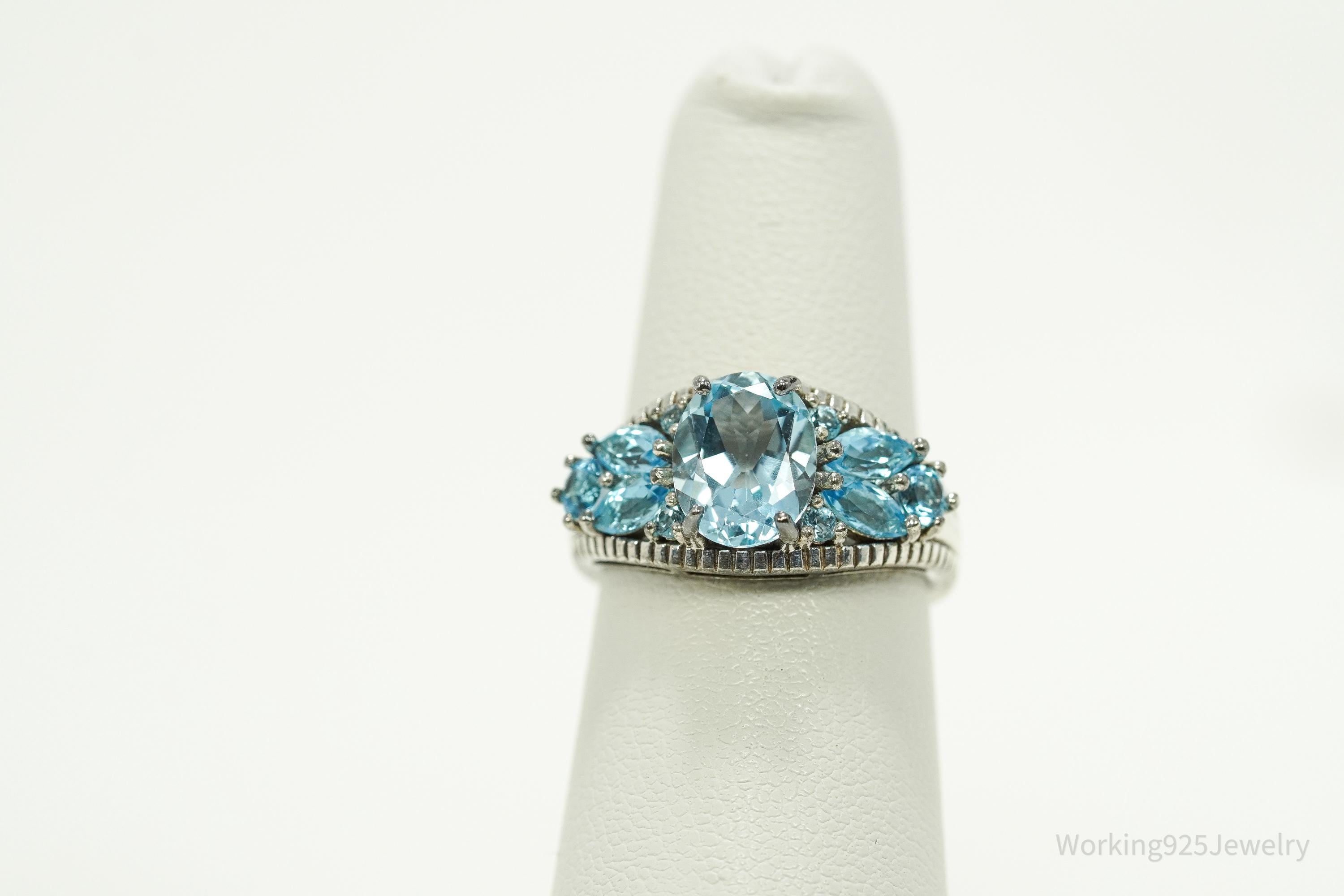 Vintage Blue Topaz Sterling Silver Ring - Size 5