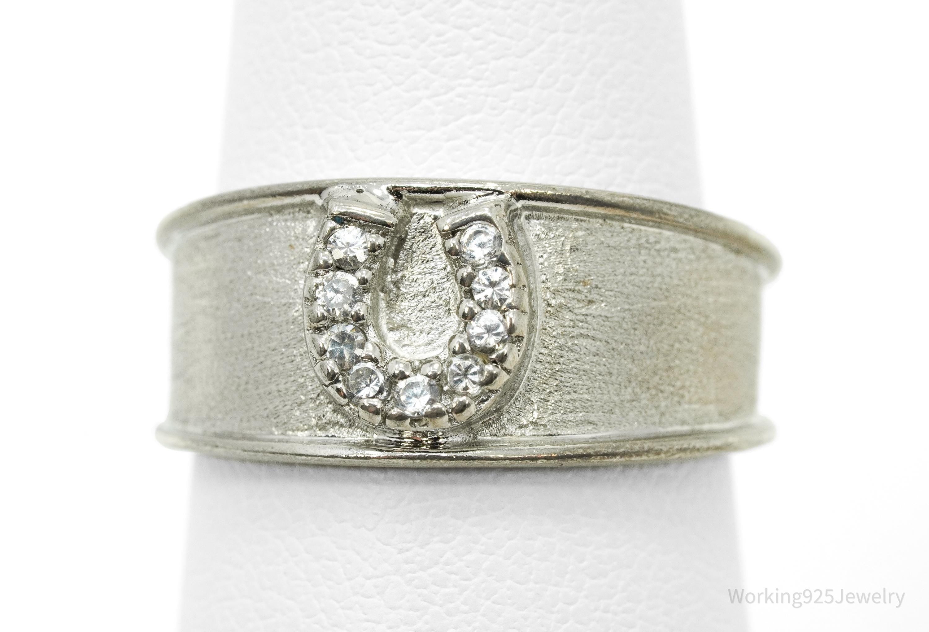 Kelly Herd Cubic Zirconia Horseshoe Sterling Silver Ring - Size 7.25