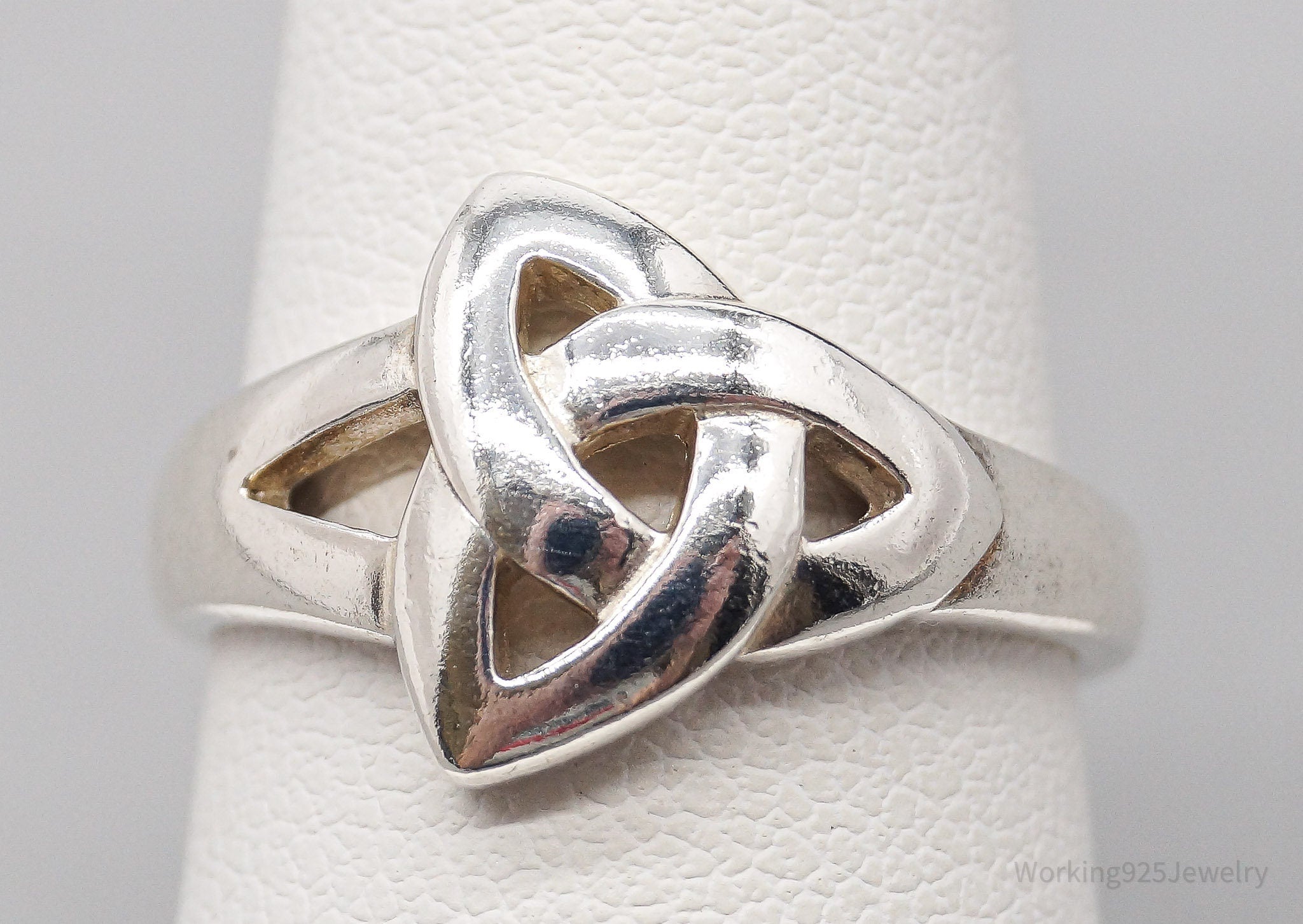 Vintage Irish Designer Trinity Celtic Knot Sterling Silver Ring - Size 7