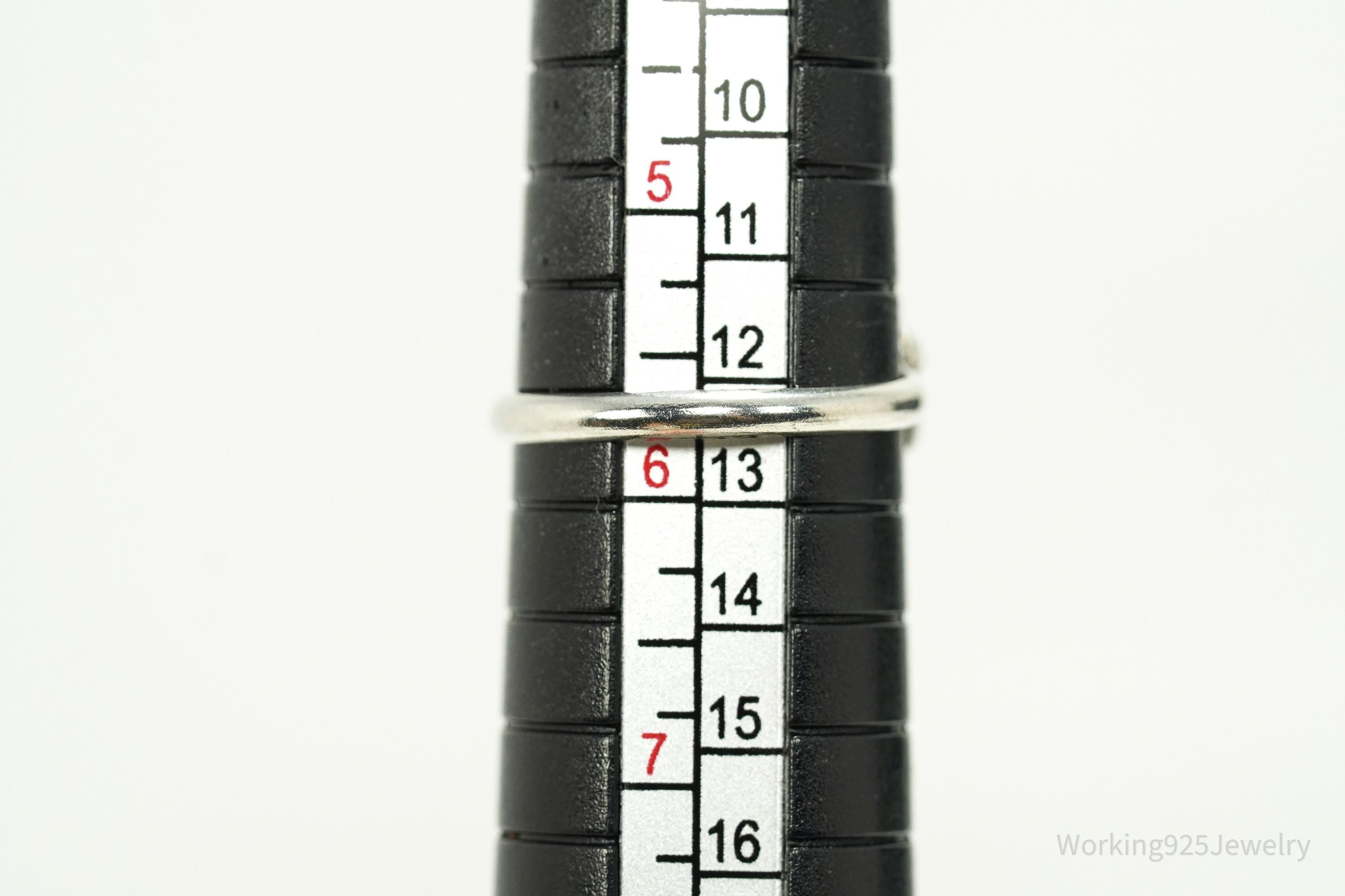 Vintage Handmade Native American Turquoise Unsigned Silver Ring - Size 5.75