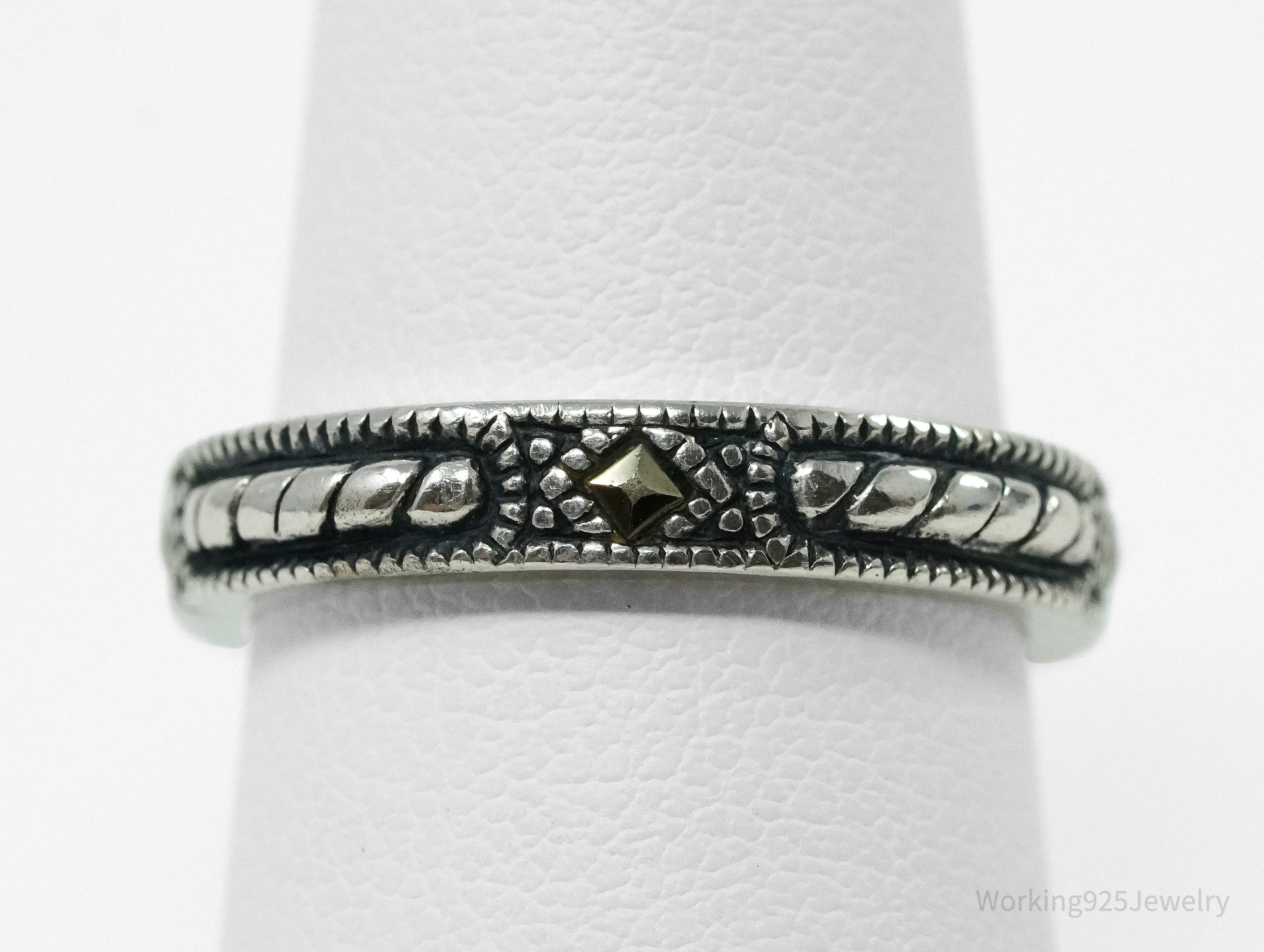 Vintage Designer Judith Jack Marcasite Sterling Silver Stacker Ring SZ 6