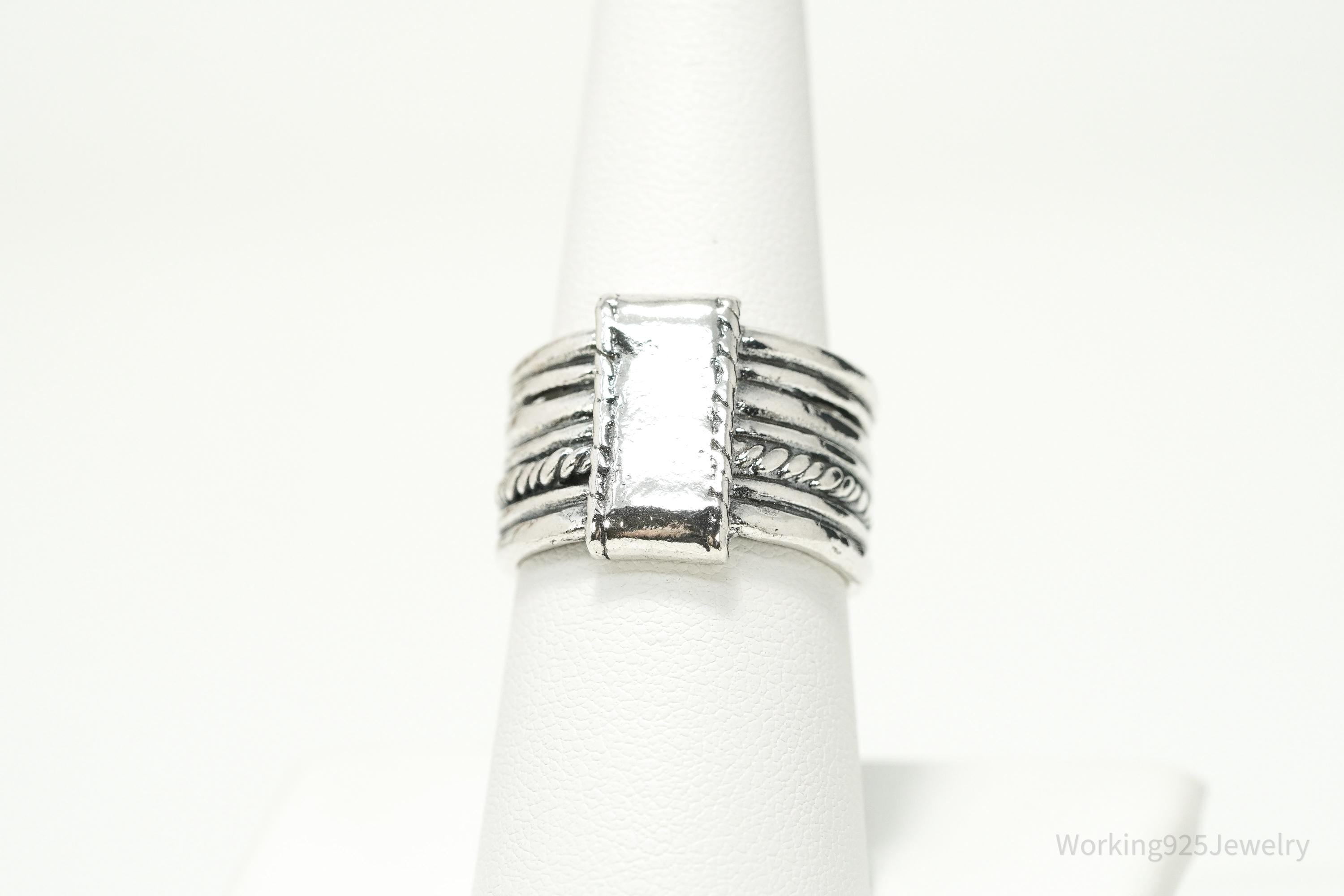 Vintage Designer Paz PZ Israel Sterling Silver Band Ring - Size 7.75