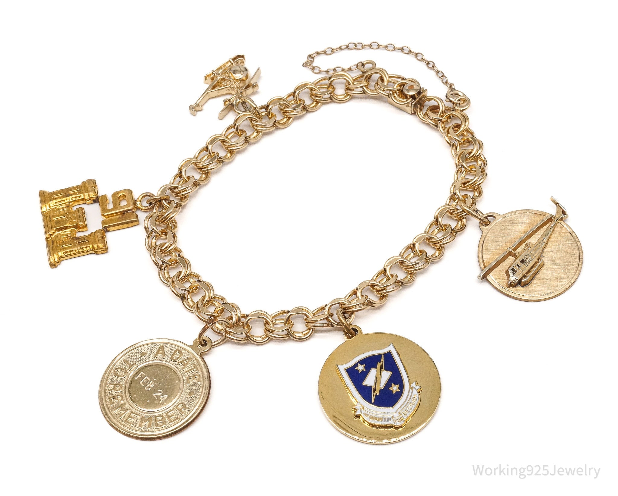 Vintage Designer Elco 1/20 12K Gold Filled Charm Chain Bracelet 7.75"