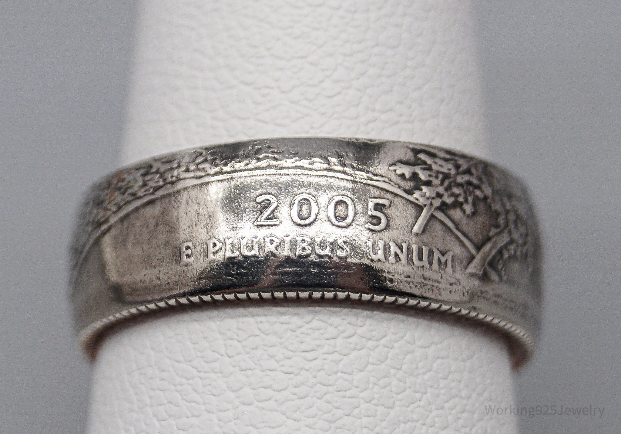 Vintage 2005 Oregon State Quarter Silver Coin Ring - Size 8.25