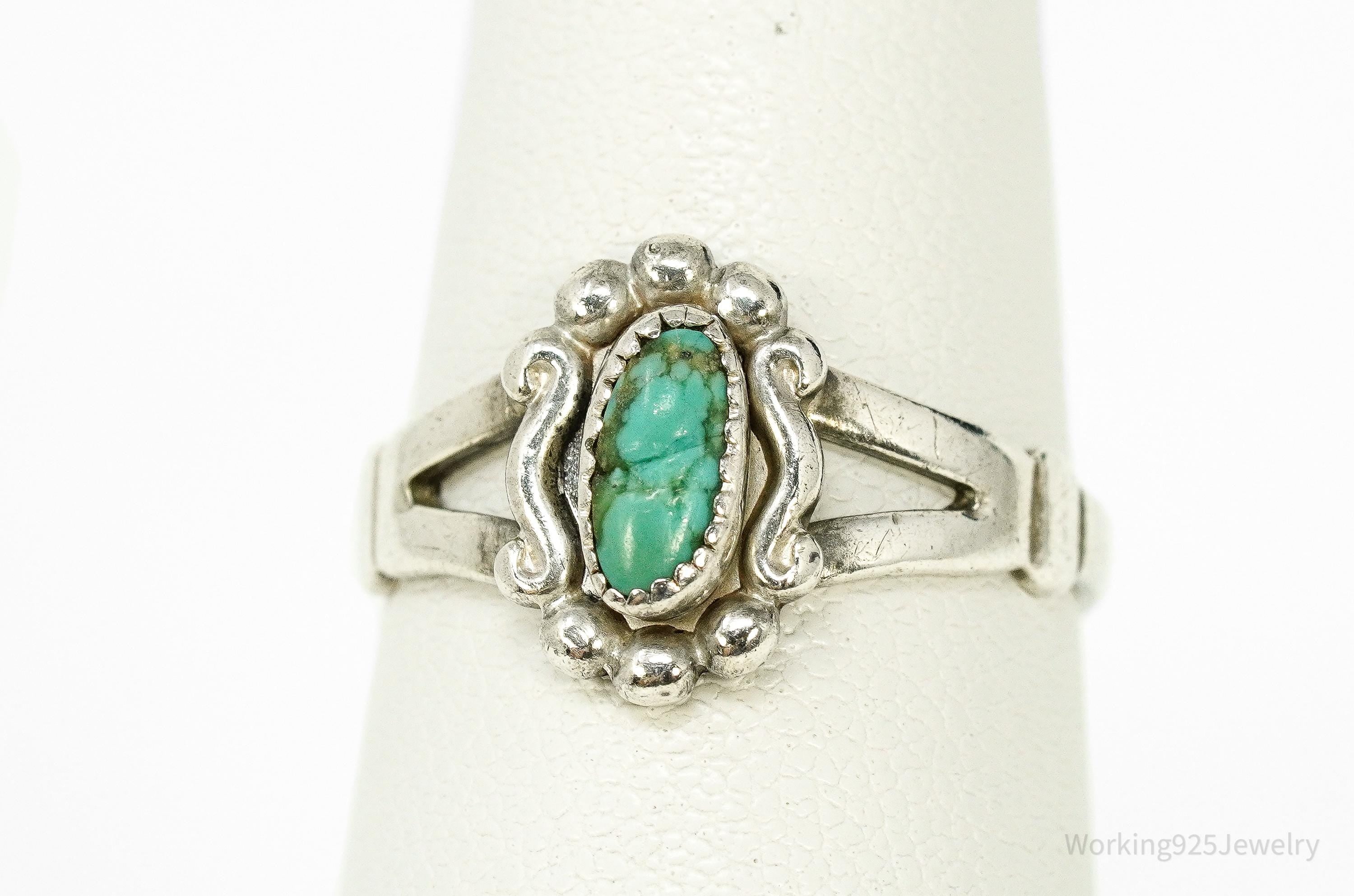 Vintage Native Bell Trading Post Turquoise Sterling Silver Ring - Size 7